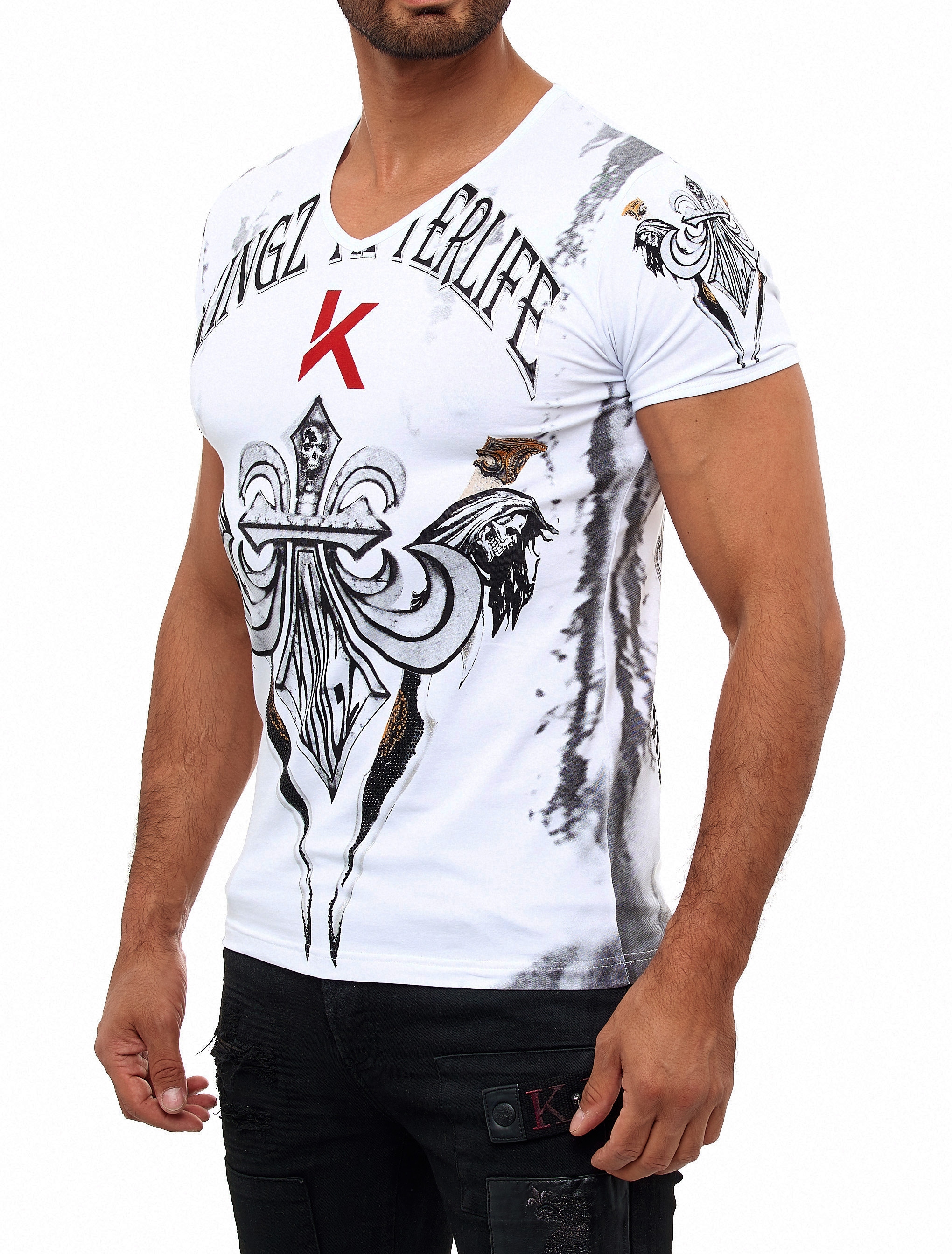 KINGZ T-Shirt, mit schönem Lilien-Motiv