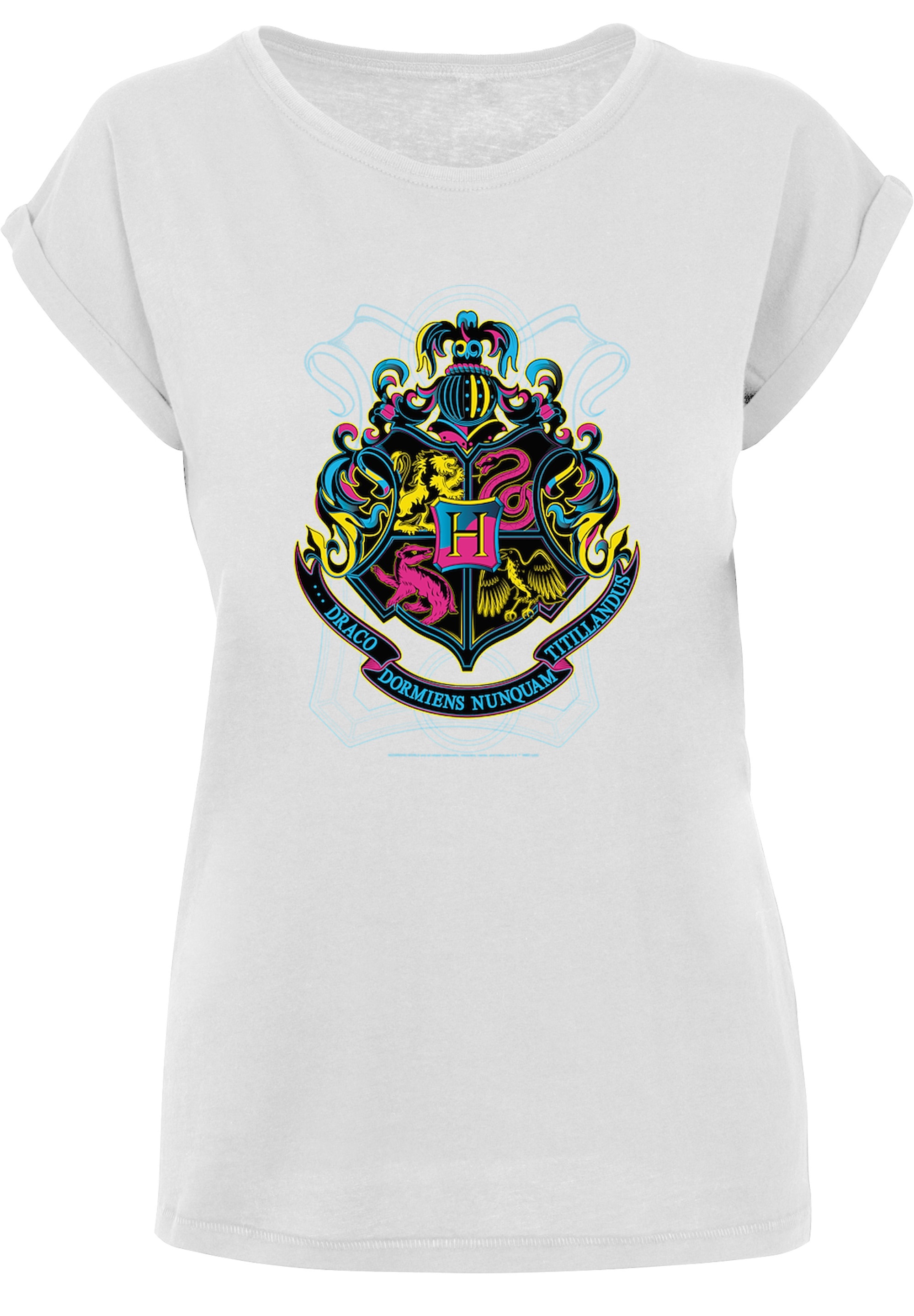 F4NT4STIC T-Shirt »Harry Potter Neon Hogwarts Crest«, Print
