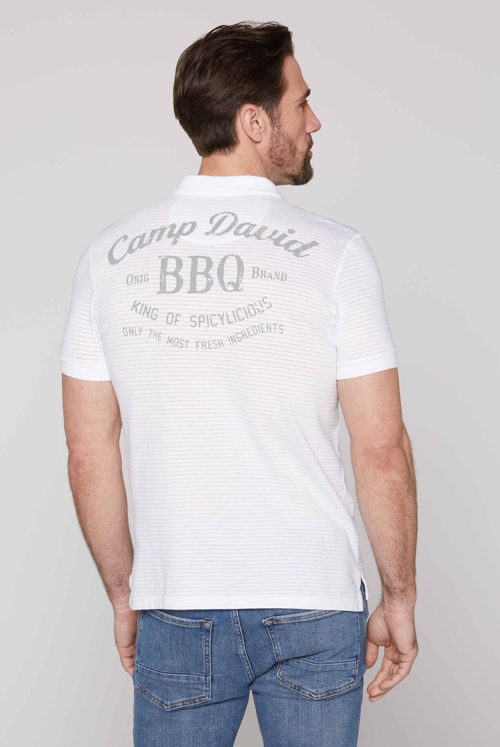 CAMP DAVID Poloshirt, mit großem Rücken-Print