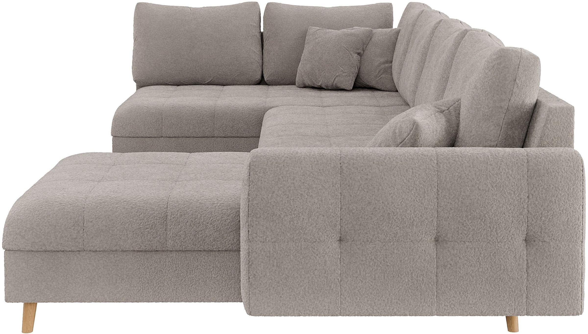Home affaire Wohnlandschaft »CHARRE U-Form mit Ottomane, Maße B/T/H: 310/161/81 cm«, feine Steppung, lose Rücken- und Zierkissen, auch in Cord und Bouclé