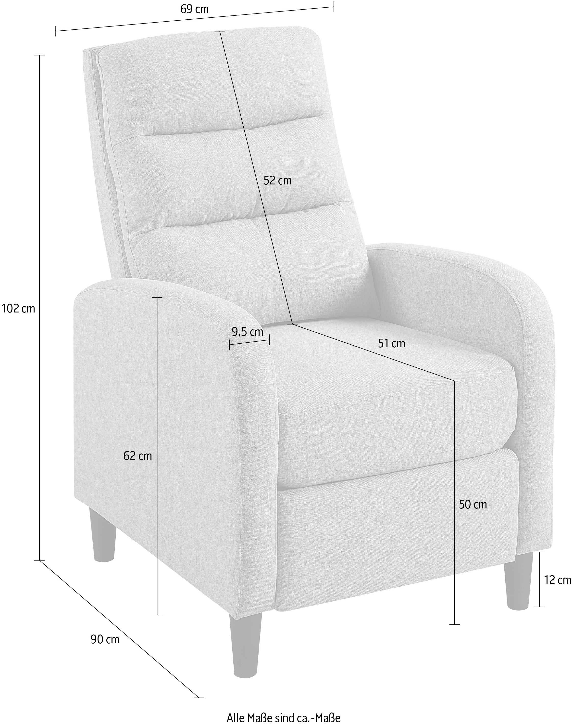 ATLANTIC home collection Relaxsessel »Tiago«, mit Körperdruck aktivierbarer Relaxfunktion, Wellenunterfederung