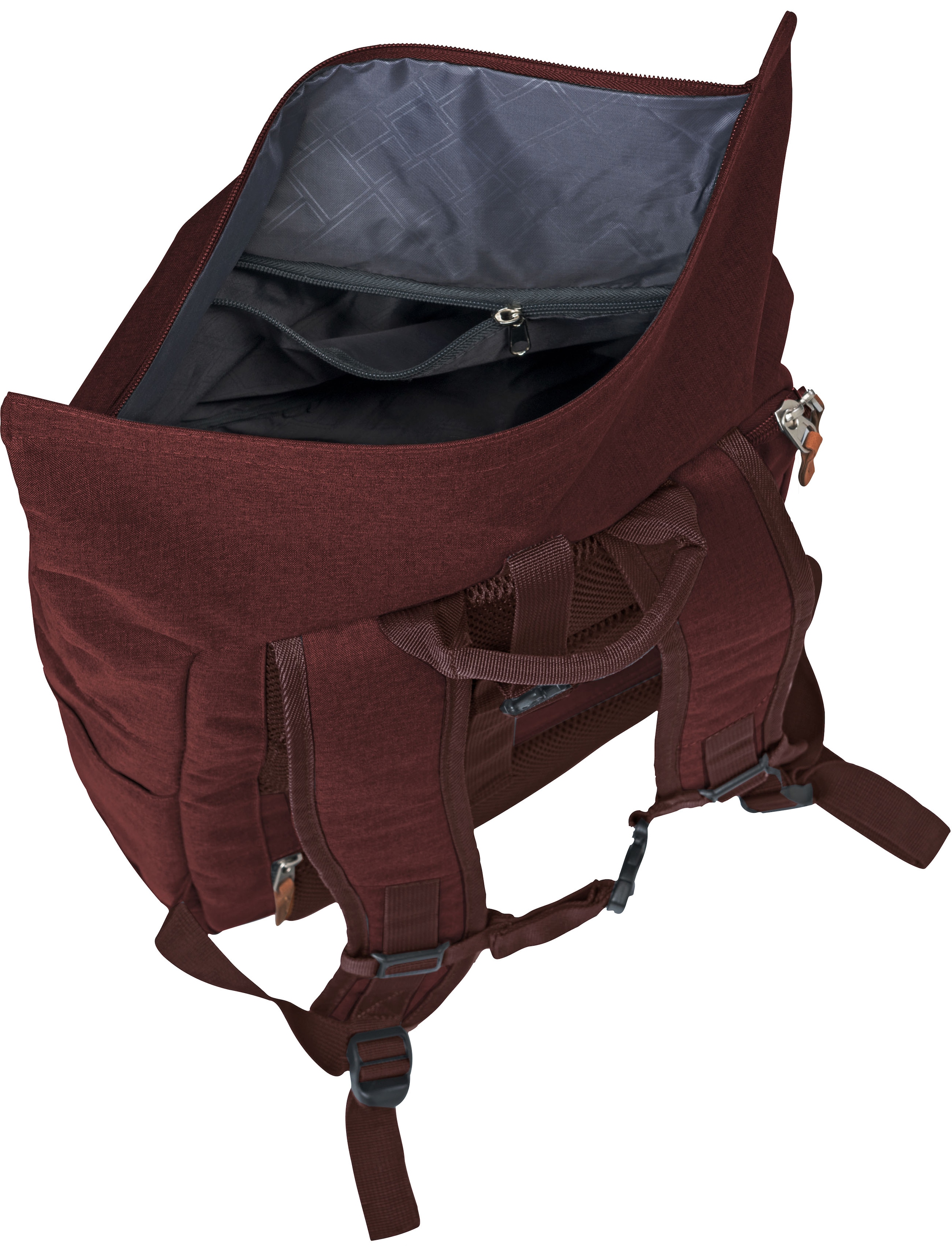 travelite Laptoprucksack »Basics Rollup, bordeaux«, Freizeitrucksack Arbeitsrucksack Schulrucksack Reiserucksack