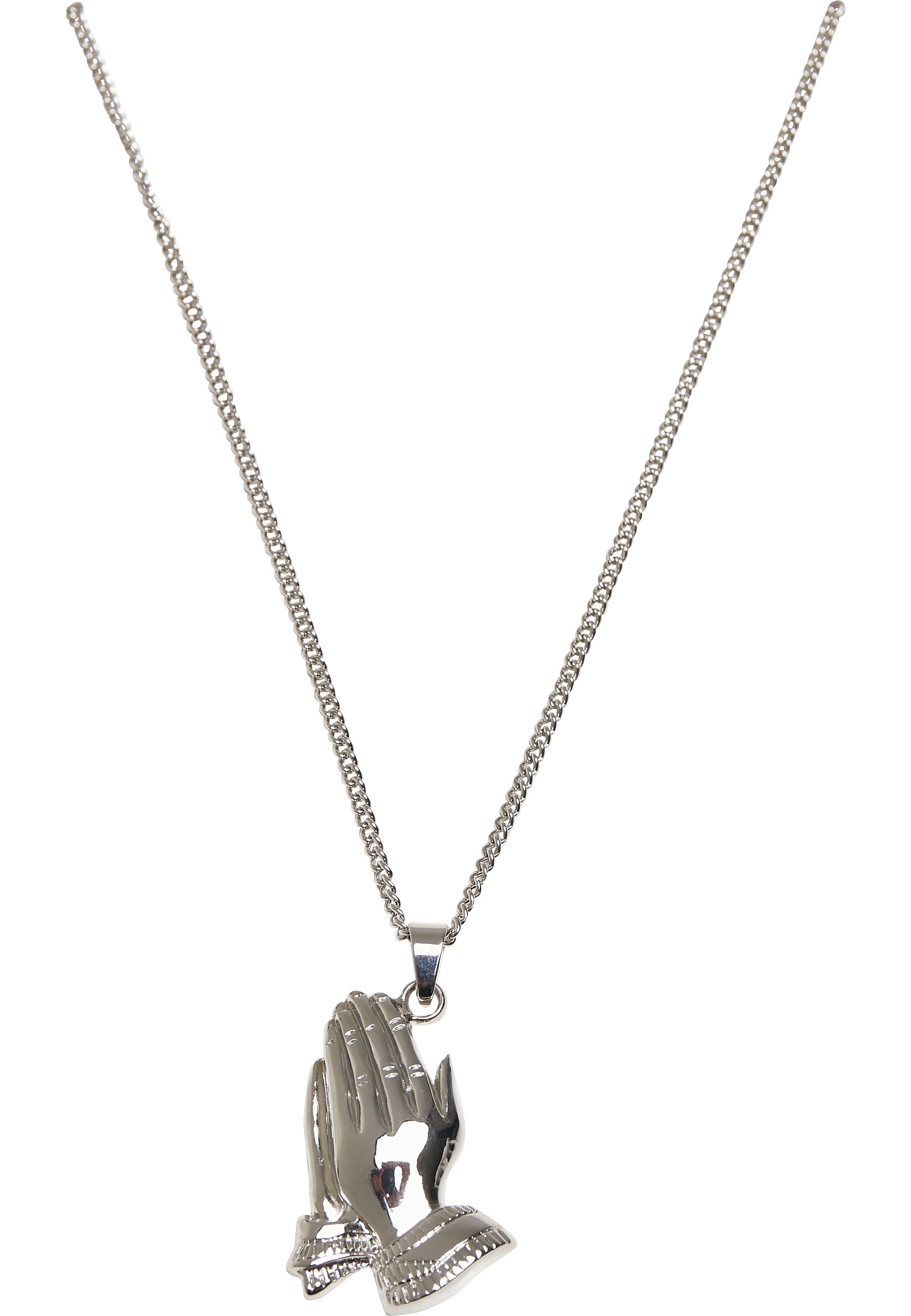 URBAN CLASSICS Damen Edelstahlkette "Urban Classics Unisex Pray Hands Necklace", onesize, Zink, silber, Zink, Halsketten