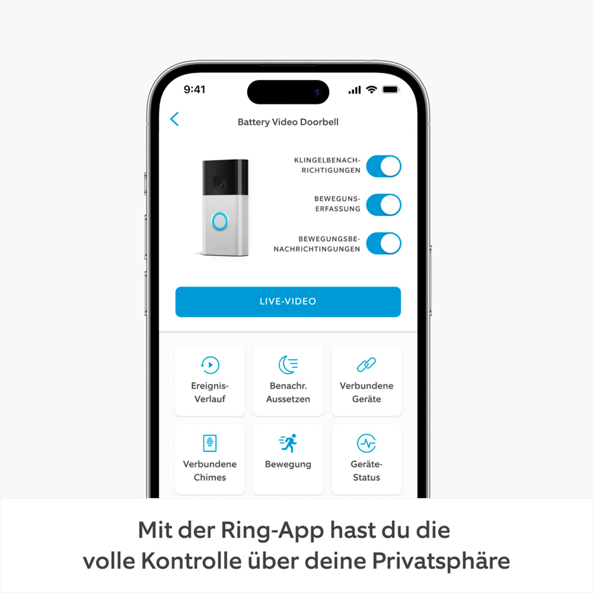 Ring Überwachungskamera »Battery Video Doorbell + Chime Türklingel«, Außenbereich