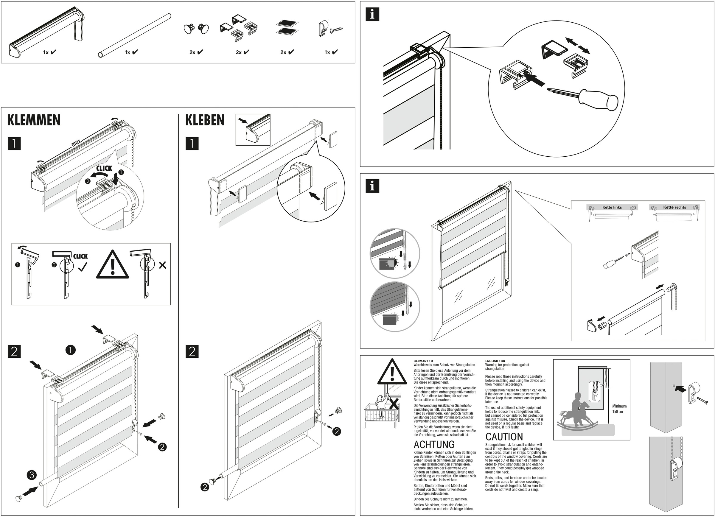 GARDINIA Doppelrollo »EASYFIX Duo Rollo Cut-Out Dreieck«, Lichtschutz, Sichtschutz, mit Bohren/ohne Bohren, freihängend, außergewöhnliche Lichteffekte durch Cut-Out Stoff