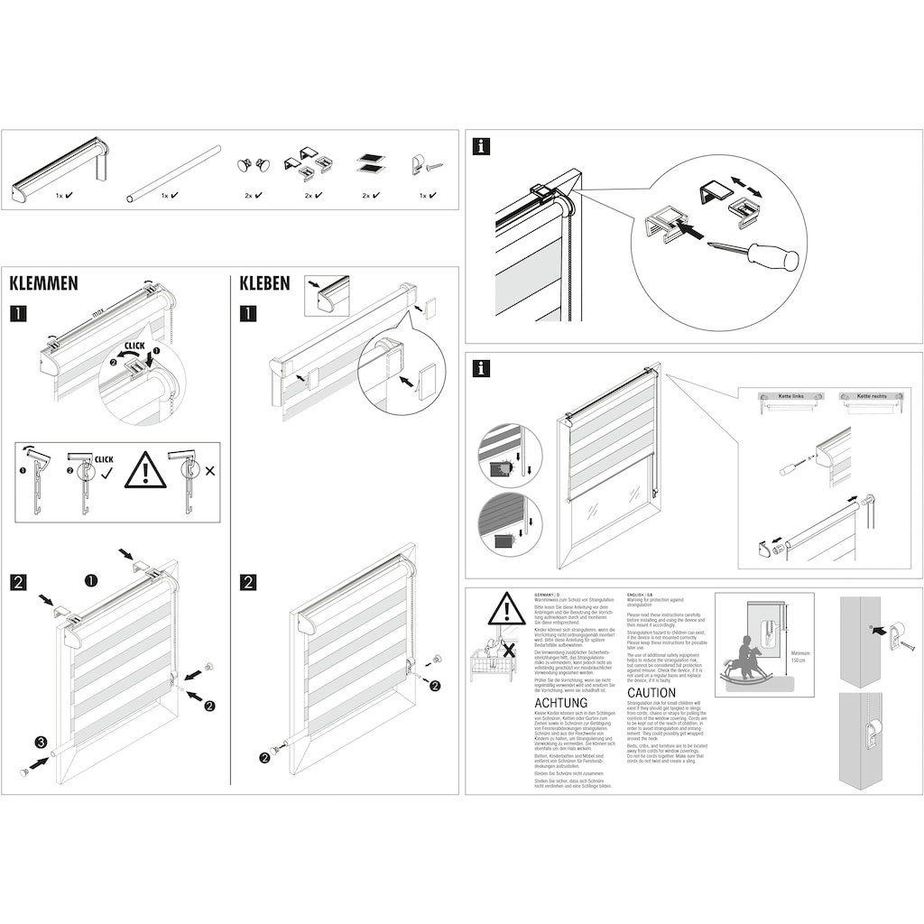 GARDINIA Doppelrollo »EASYFIX Duo Rollo Cut-Out Dreieck«, Lichtschutz, ohne Bohren