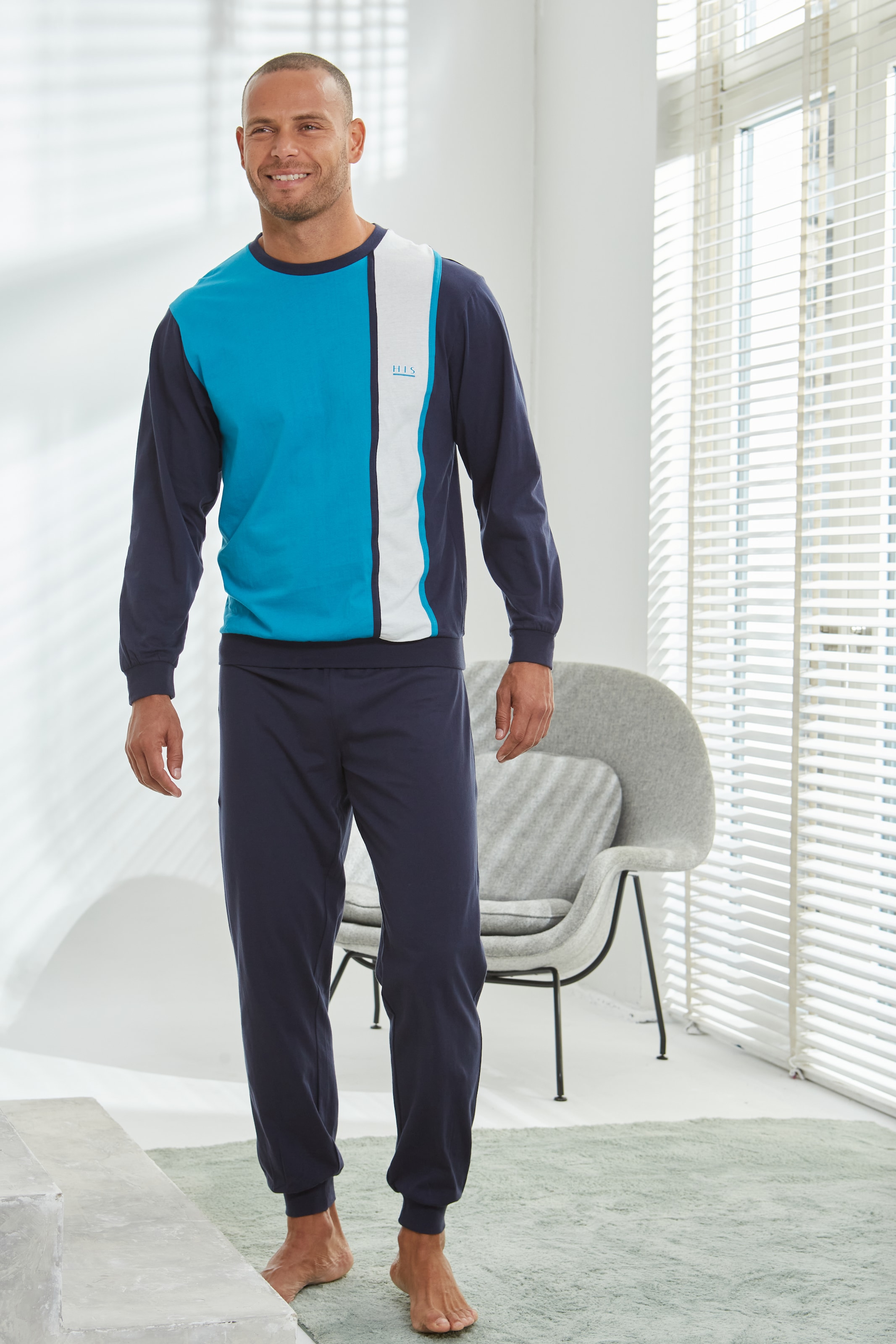 H.I.S Pyjama "Schlafanzug für Herren", 2 Stk. Schlafanzug mit breitem Strei günstig online kaufen