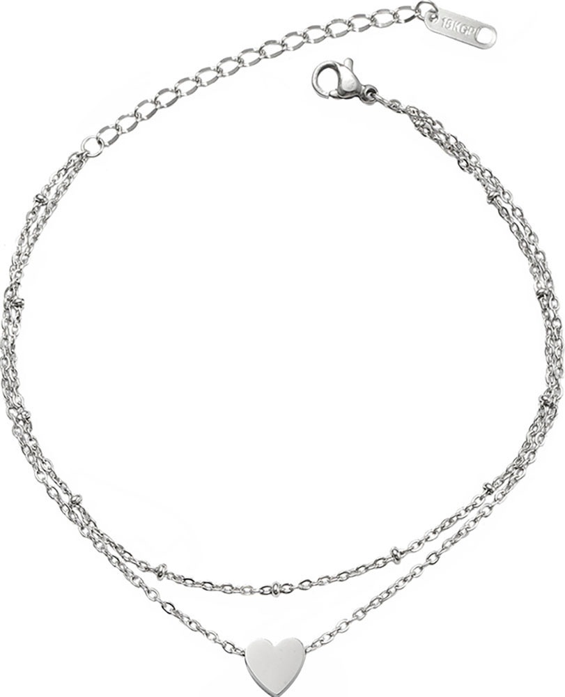 Fußketten Set FIRETTI "Schmuck Geschenk Körperschmuck Herz", gold (silberfarben, gelbgoldfarben), Fußketten, Damen, Edelstahl 2