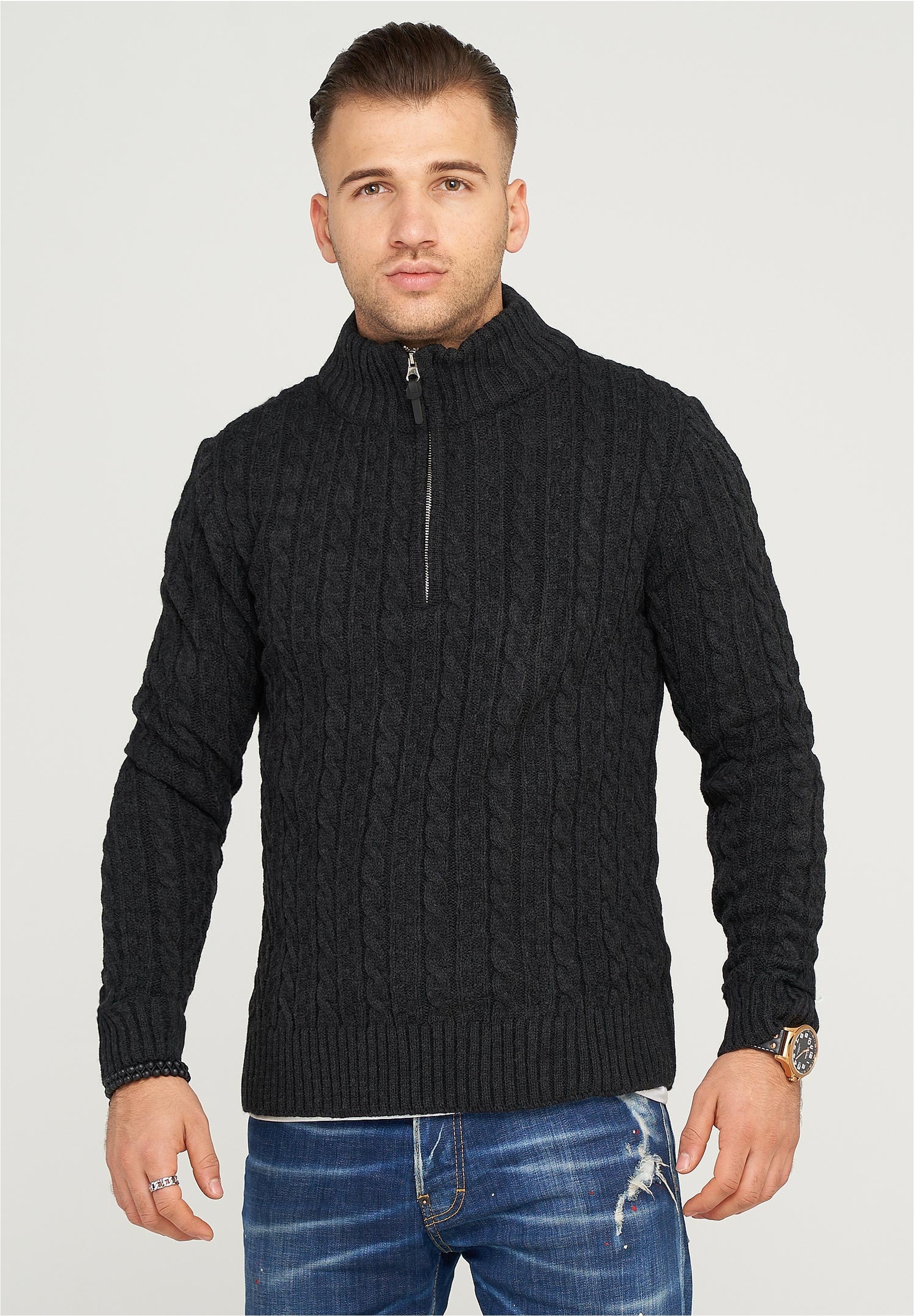 behype Strickpullover »CILIAN HENLEY«, mit gemütlichem Stehkragen