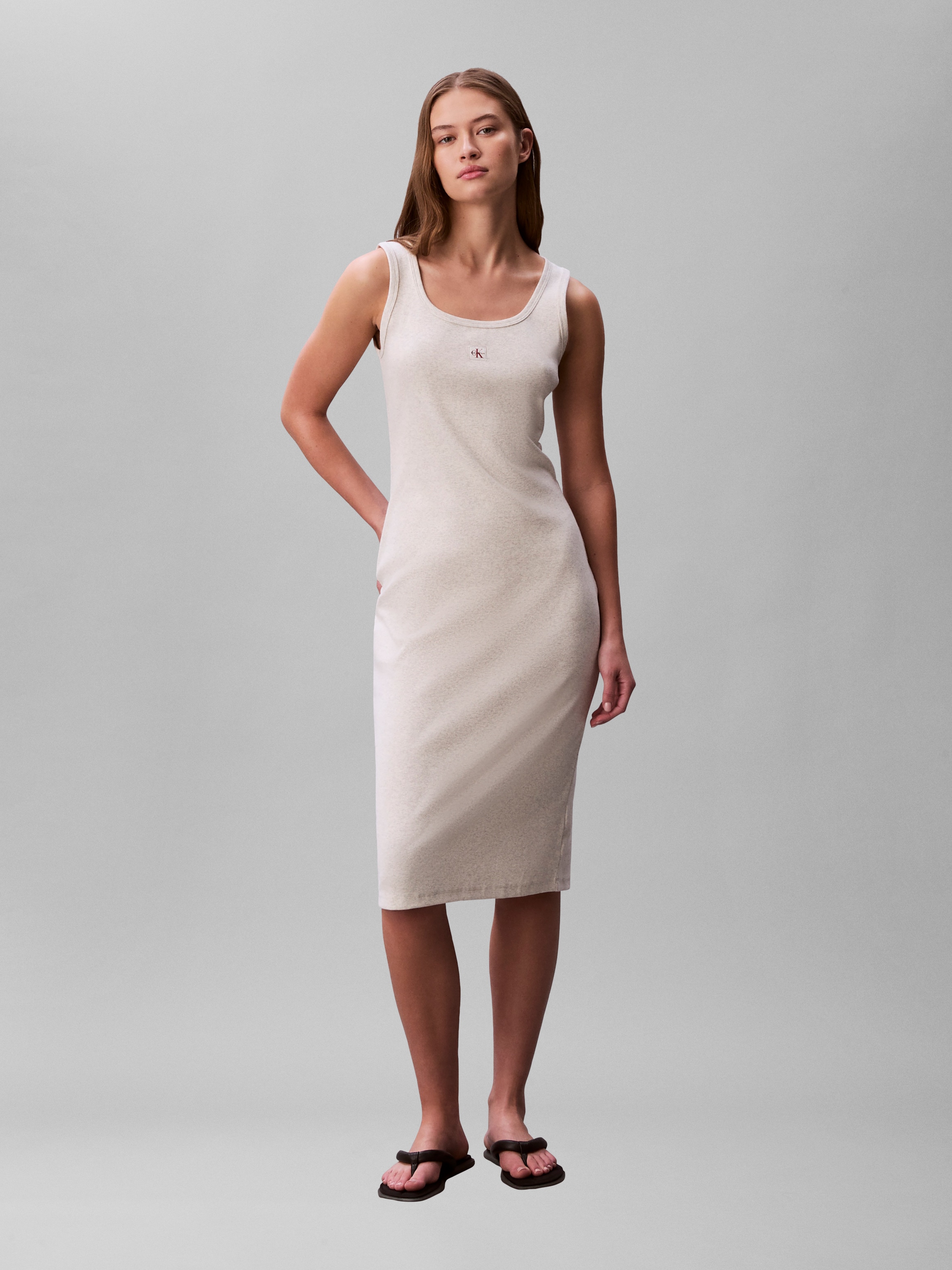 Calvin Klein Jeans Minikleid "BABY RIB WOVEN LABEL" Ohne Tasche Figurbetont günstig online kaufen