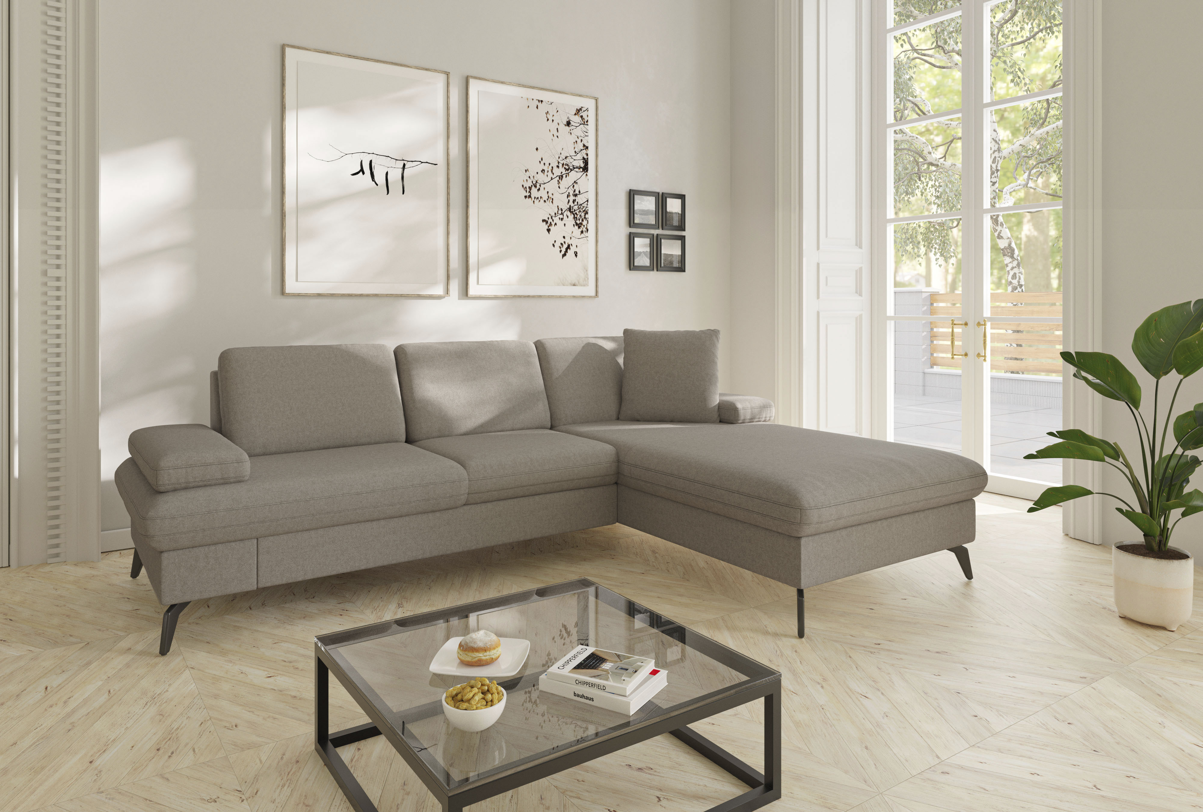 sit&more Ecksofa "Morris Jubi L-Form, B: 247 cm" mit Armteilfunktion & 1 Zierkissen, optional Schlaffunktion