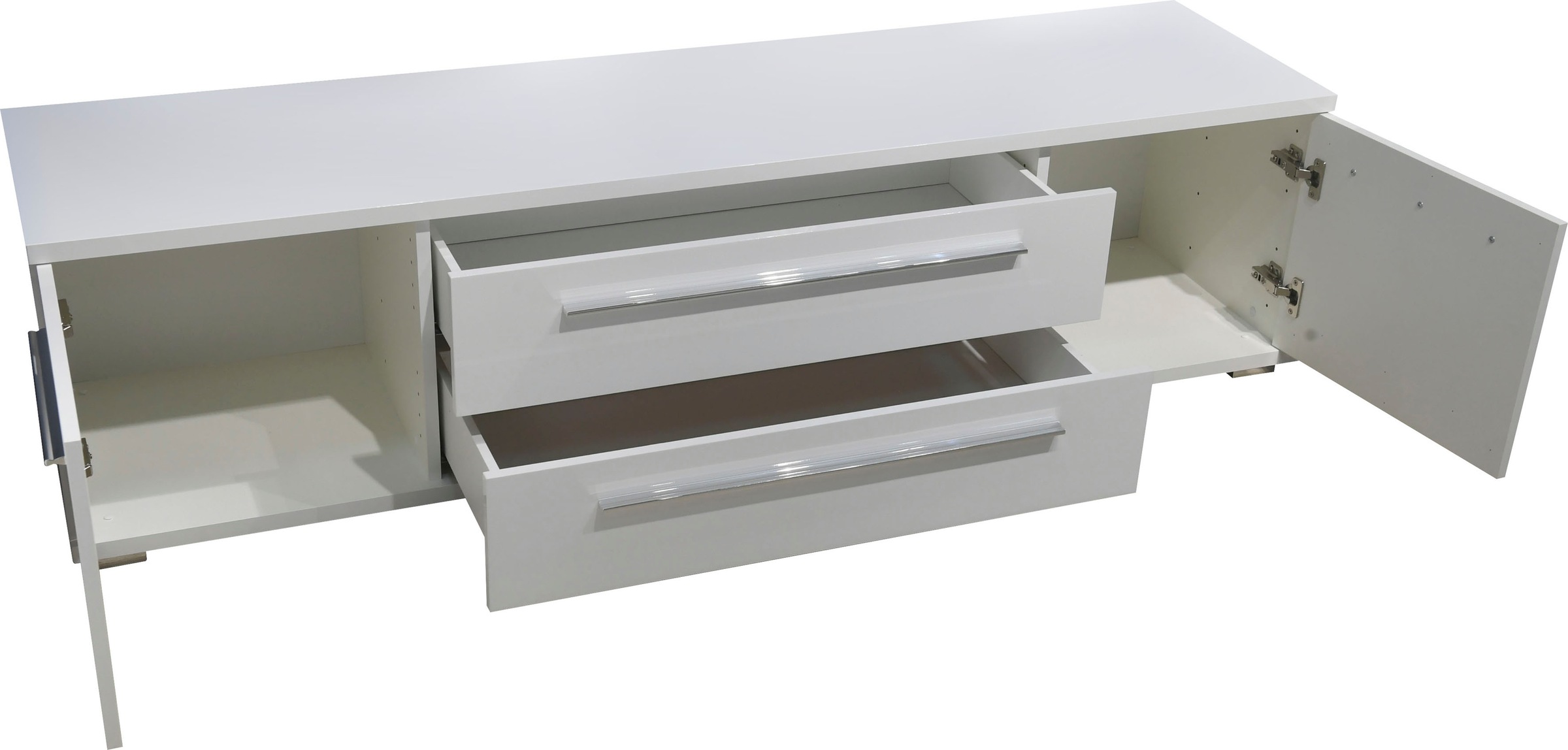 Places of Style Lowboard »Piano TV-Kommode in Breite 165 oder 180 cm mit Soft-Close-Funktion«, Hochglanz UV-lackiert, Br 180 cm mit versch. Tür- und Schubkastenmaße