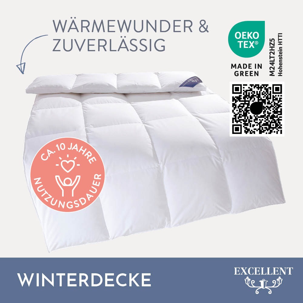 Thumbnail - Excellent Daunenbettdecke + Federkissen "Bettdecken-Set Zürich, 4-tlg., Herbst, Winter & weitere Wärmeklassen" Bettdecke...