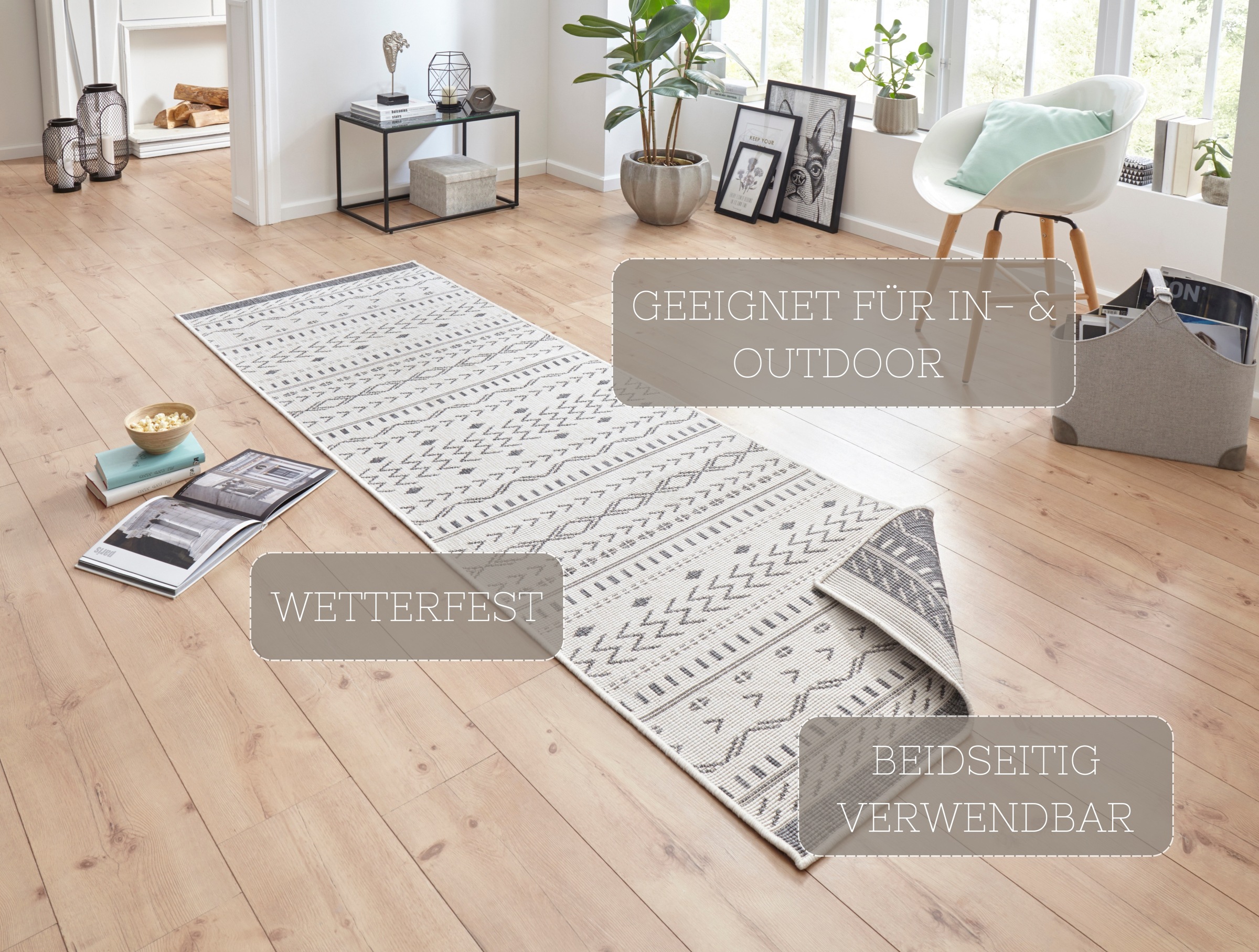 Thumbnail - HANSE Home Teppich "Kuba Wendeteppich", rechteckig, 5 mm Höhe, In-& Outdoor, Wetterfest, Balkon, Läufer, Wohnzimmer, Was...