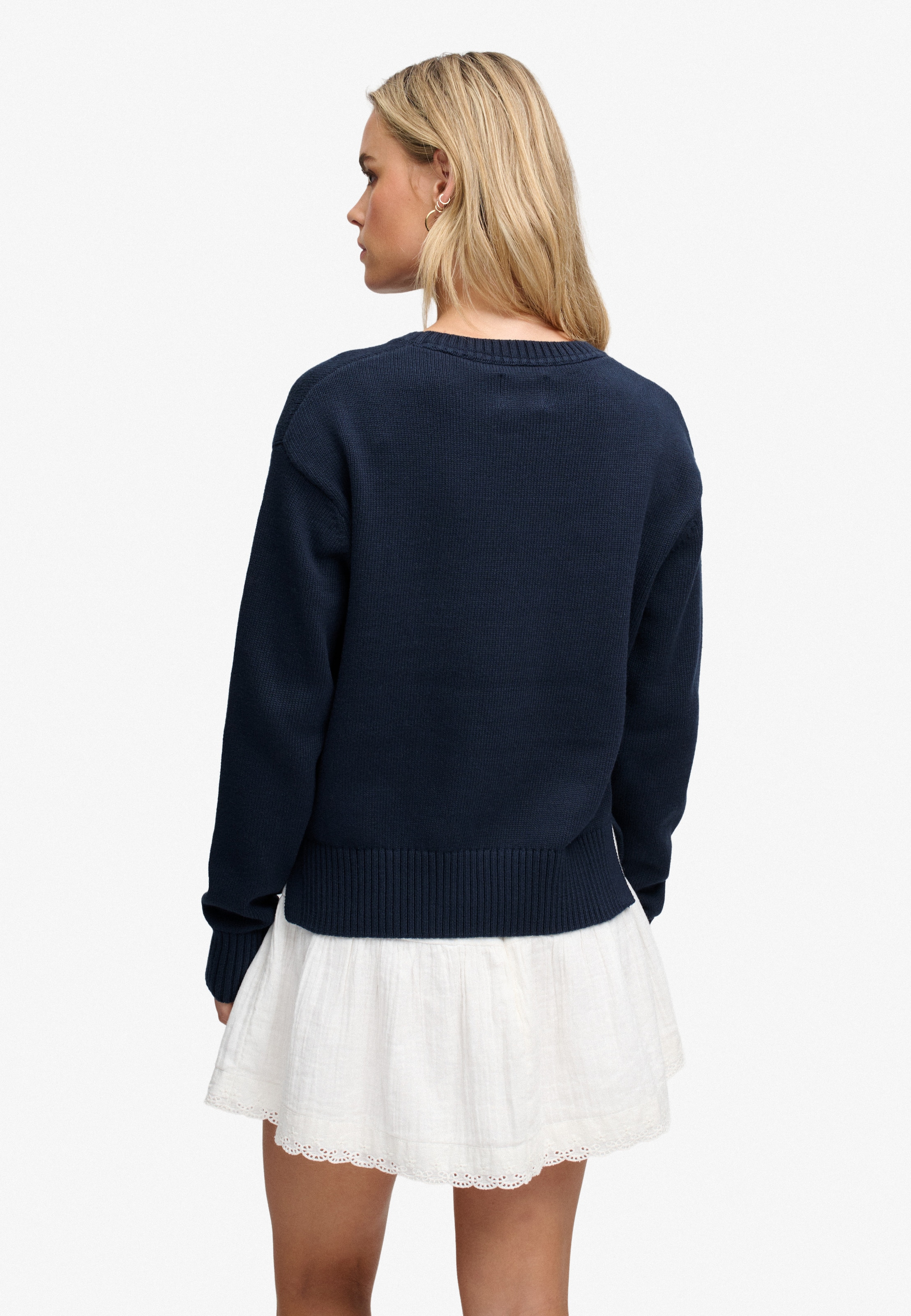 Superdry Strickpullover »HERITAGE GRAPHIC JUMPER« Baumwolle, mit hochwertiger Stickerei