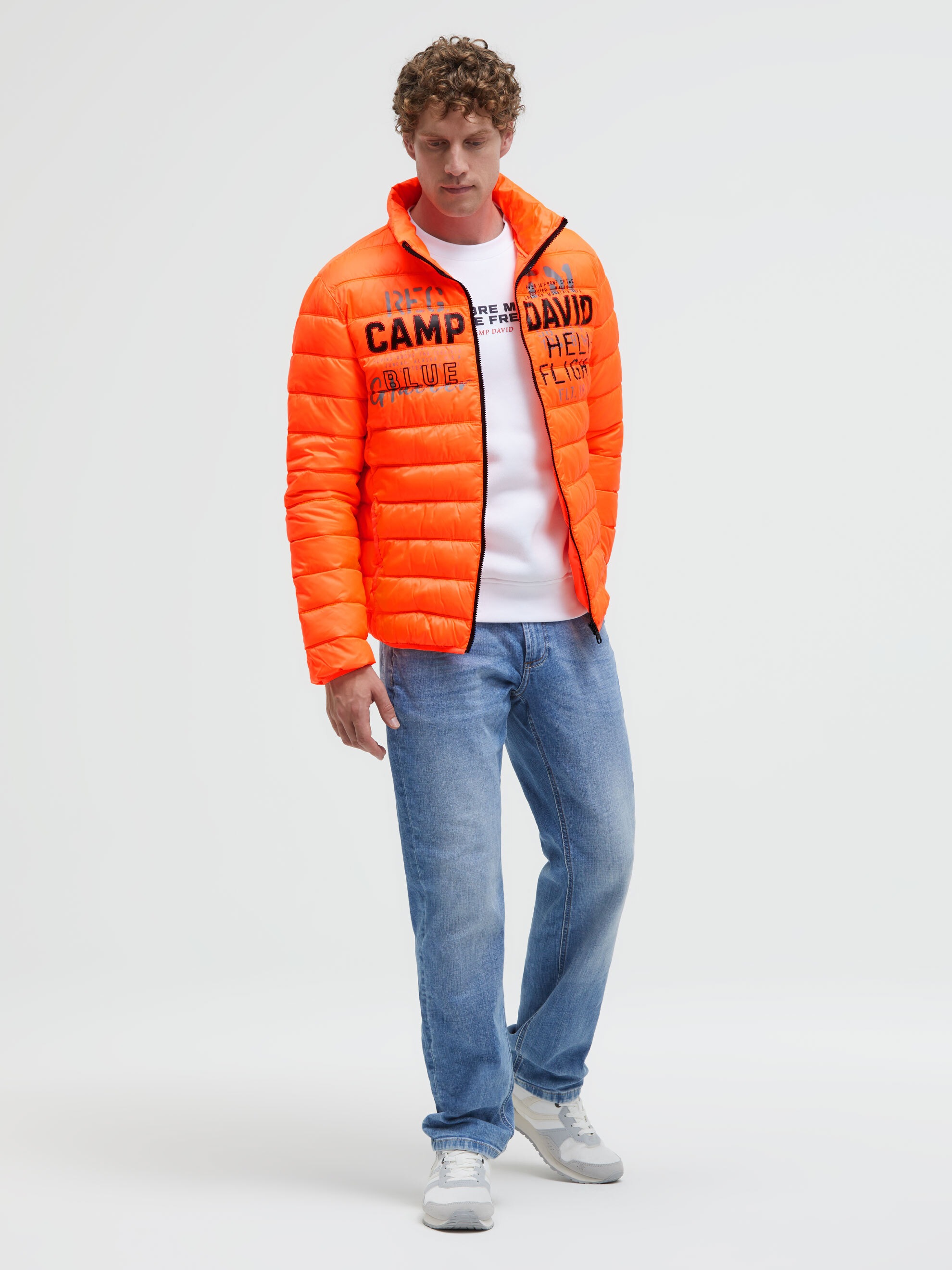 CAMP DAVID Steppjacke ohne Kapuze mit elastischem Saumabschluss