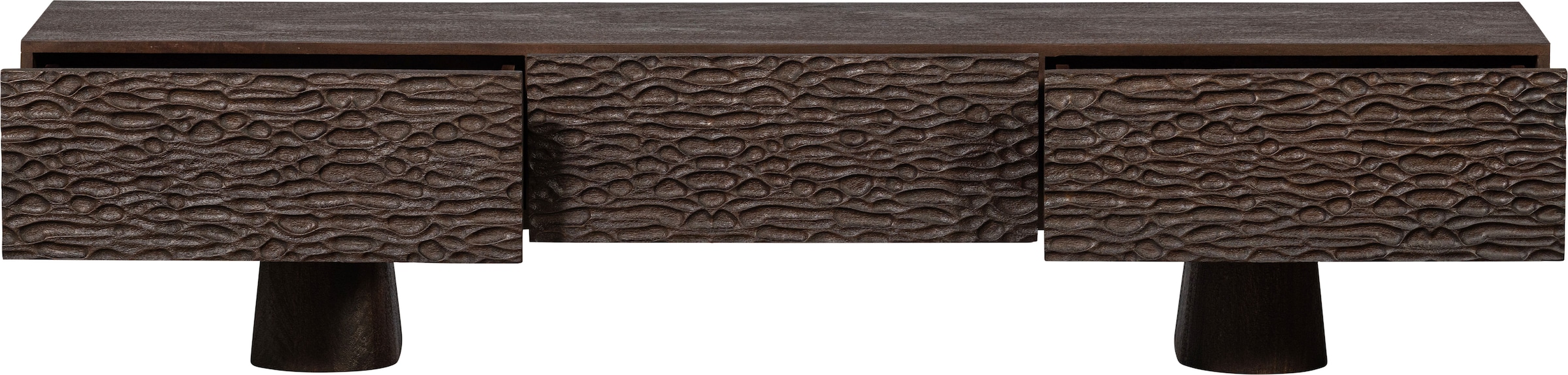 WOOOD Lowboard »Crumble TV-Kommode«, aus Mangoholz, drei Schubladen, H 40 cm x B 180 cm x T 40 cm