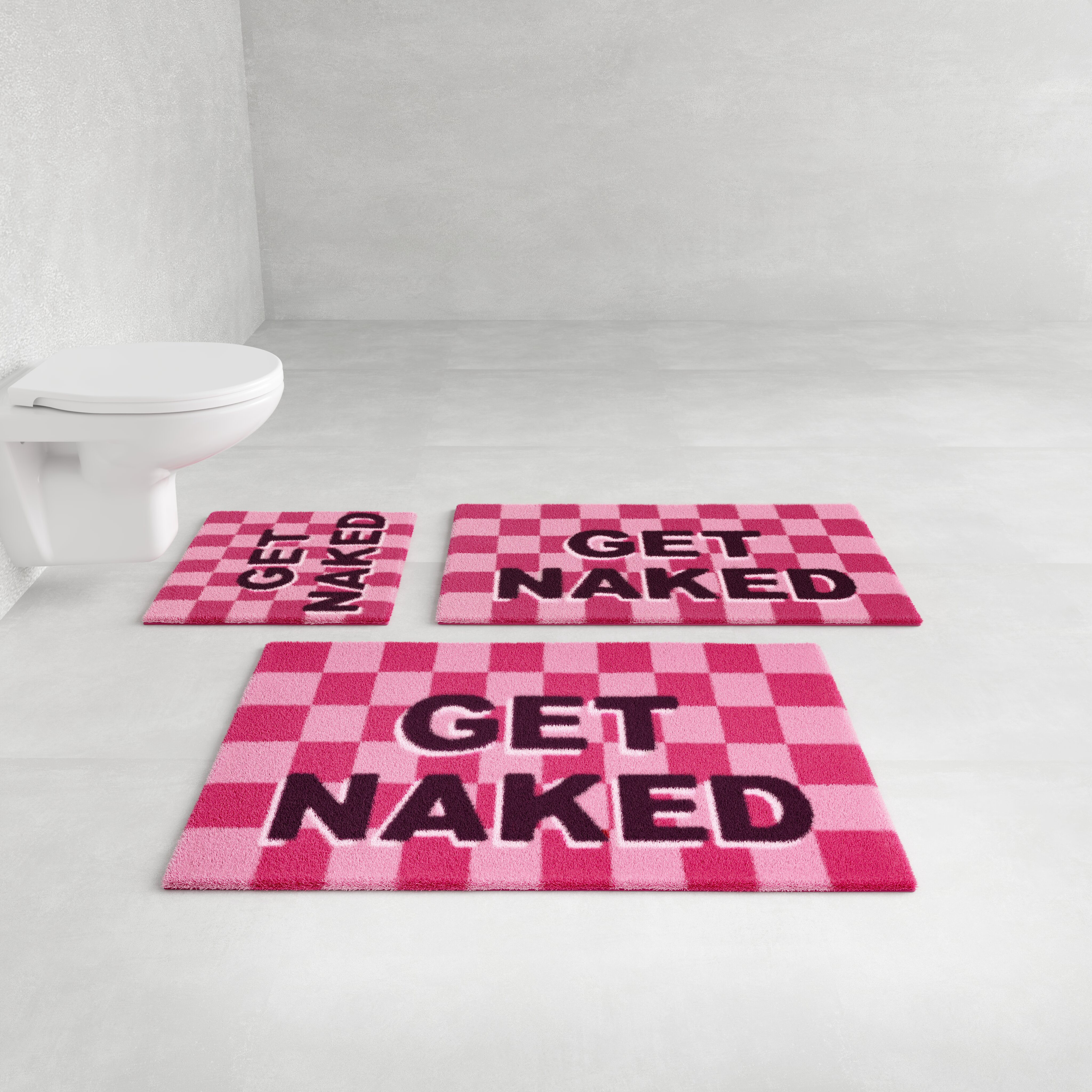OTTO home Badematte "Get Naked, modern, Badvorleger, Badezimmer Teppich" Höhe 20 mm rutschhemmend beschichtet schnell trocknend Badteppich, mit Schriftzug, 2 Varianten, rechteckig