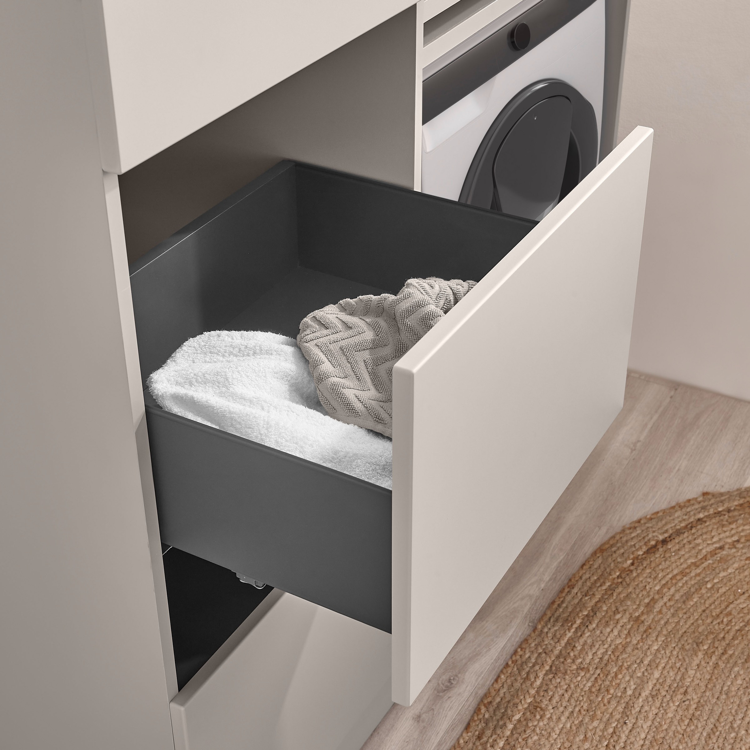 BASIC by Balculina Waschmaschinenumbauschrank »Washhome B/H/T 67x200x68 cm« 1 Stk. tlg. Breite 67cm, Metallschubkasten, Softclose