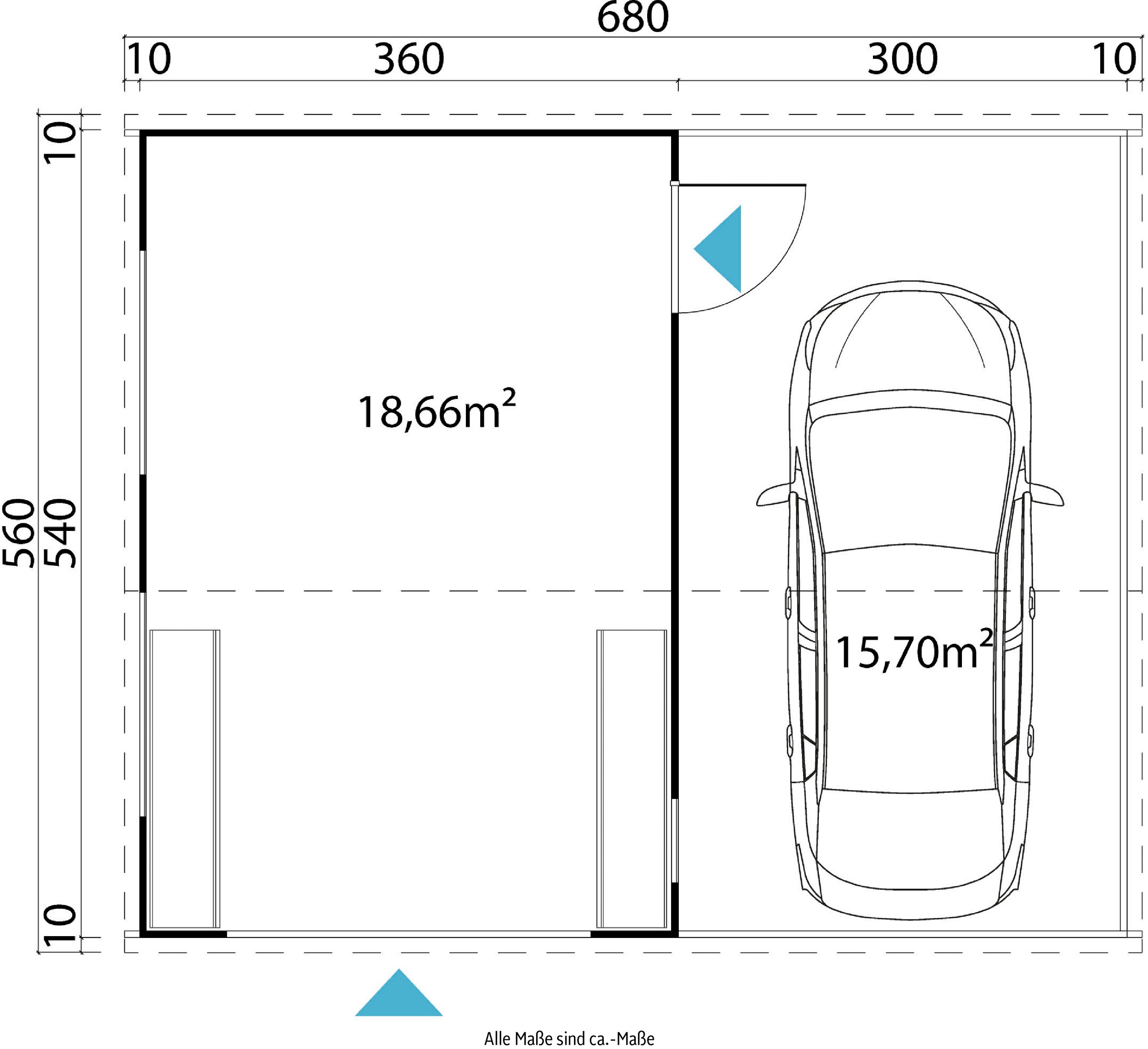 LASITA MAJA Garage »Bahamas«, (Set, Mit zusätzliche Eingang), Garage + Schwingtor