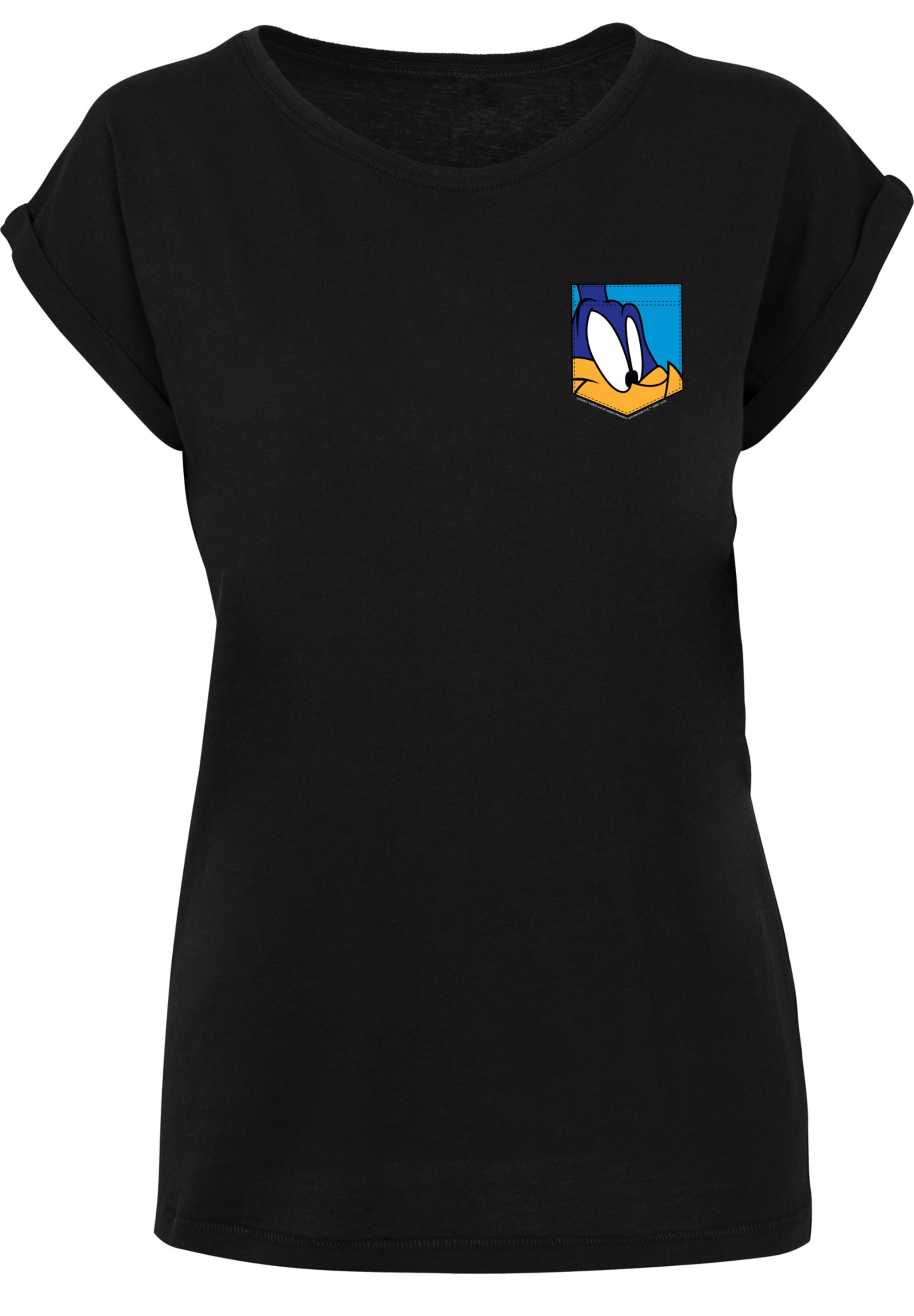 F4NT4STIC T-Shirt »Looney Tunes Road Runner Face Faux Pocket«, Print