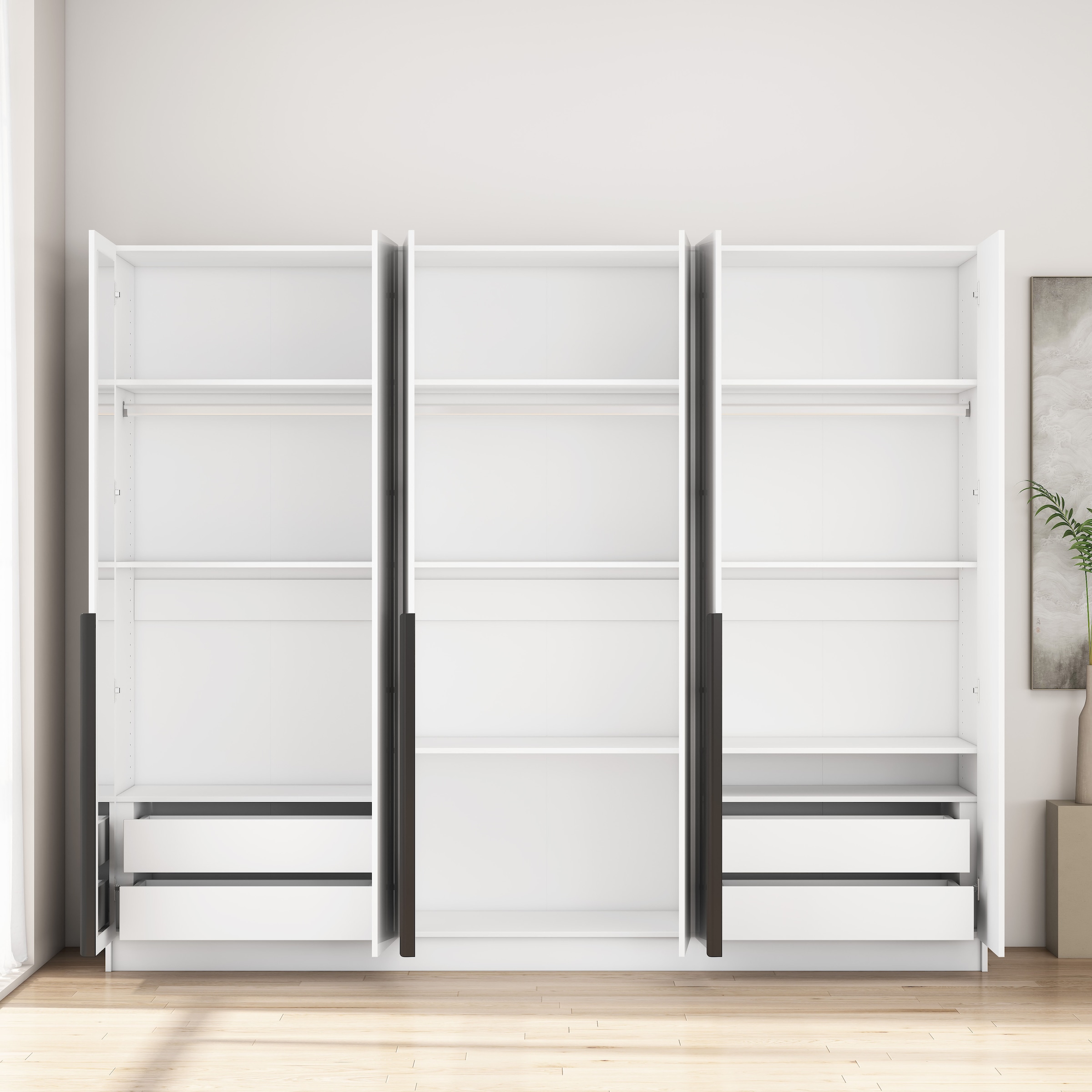 OTTO home Kleiderschrank »Annor Schlafzimmerschrank Breite 242cm hochglanz Schrank Garderobe« Drehtürenschrank mit perfekter Innenausstattung - elegante Türgriffe