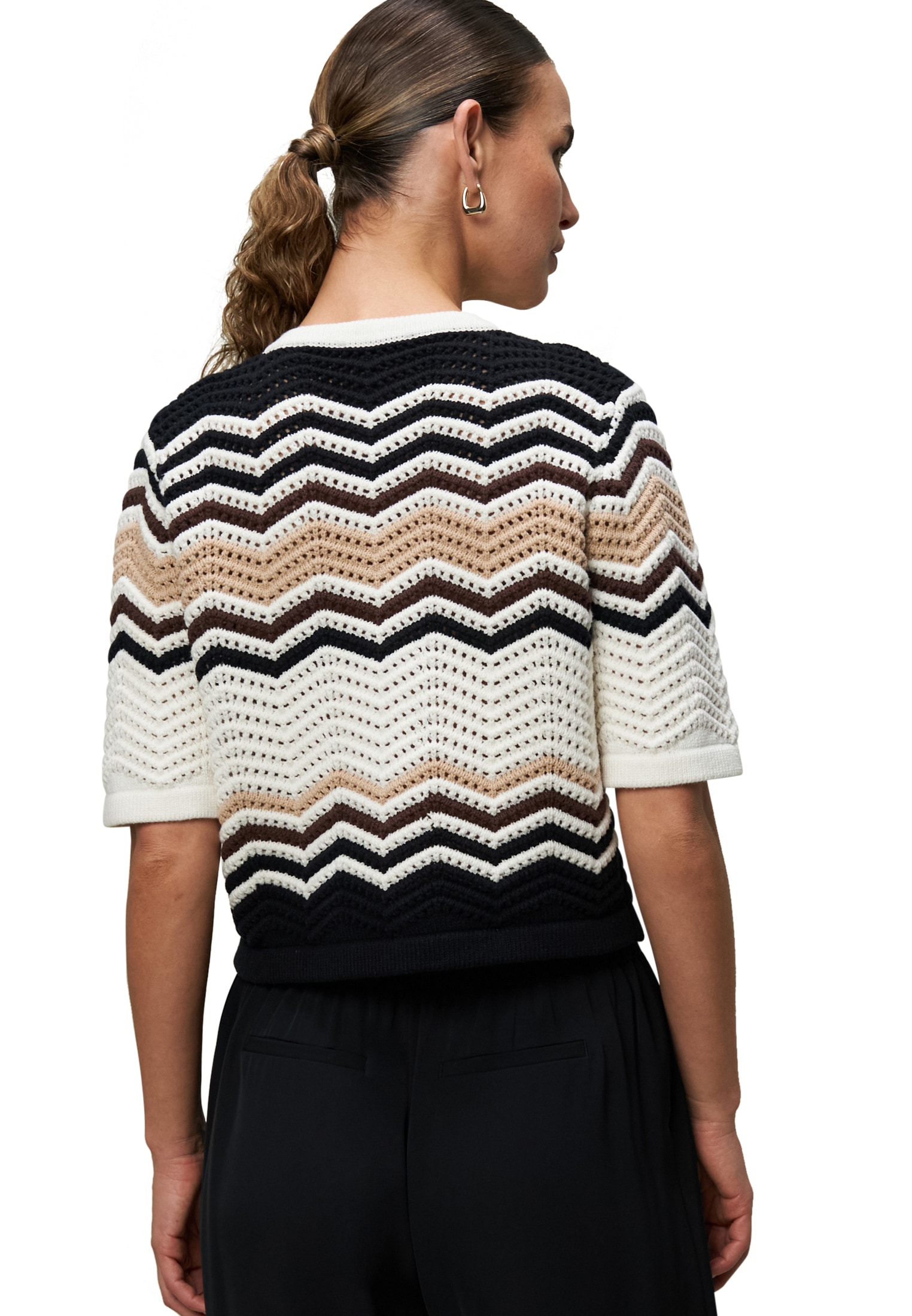 Zero Strickjacke »zero Strickjacke mit Zickzackmuster«, Knopfleiste