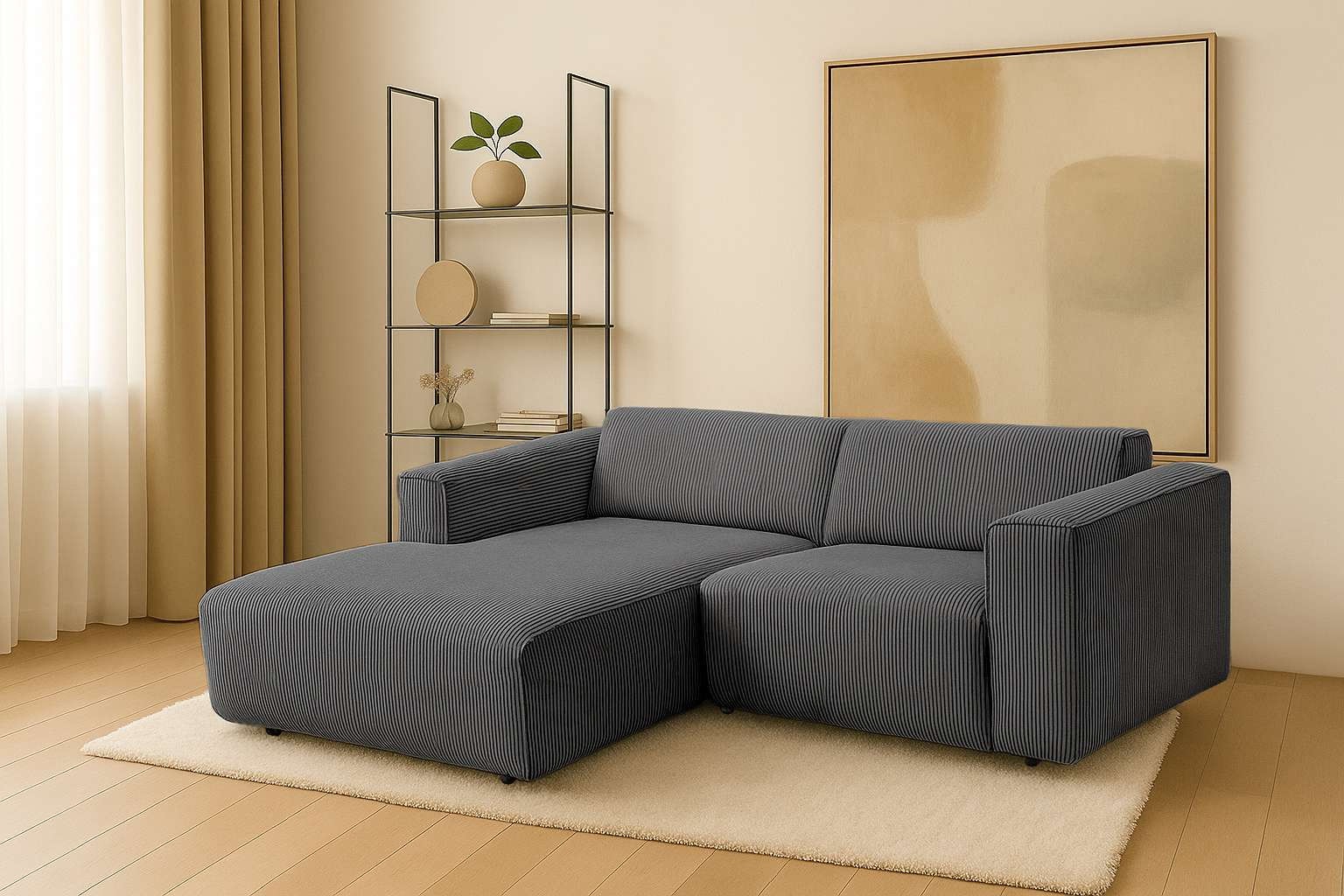 Home affaire Ecksofa "Noord mit Kedernaht, Breite 234 cm, L-Form" Cord, Str günstig online kaufen