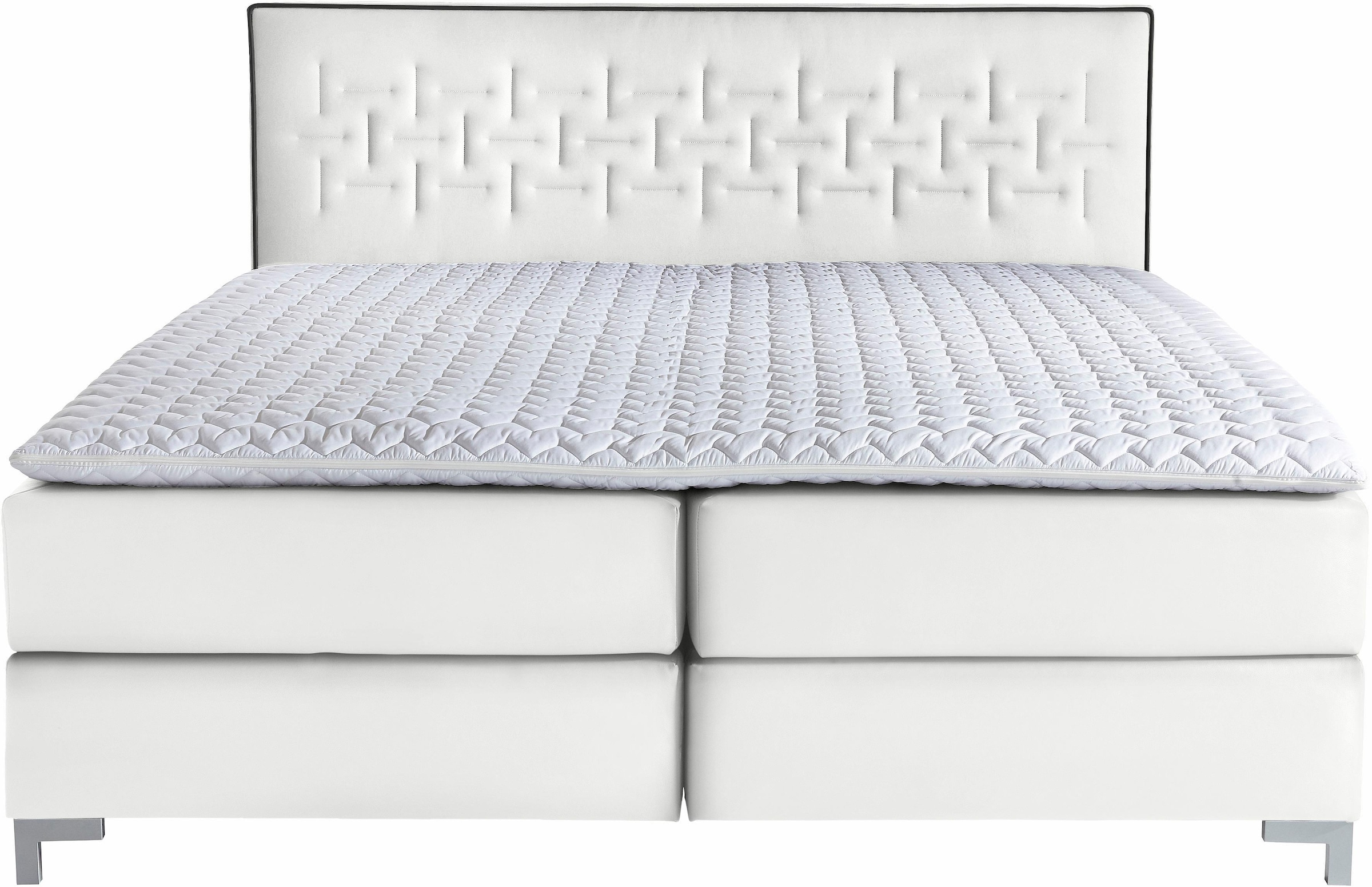 INOSIGN Boxspringbett »Coos«, mit besonderer Steppung im Kopfteil, 3 Matratzenarten, 2 Härtegrade