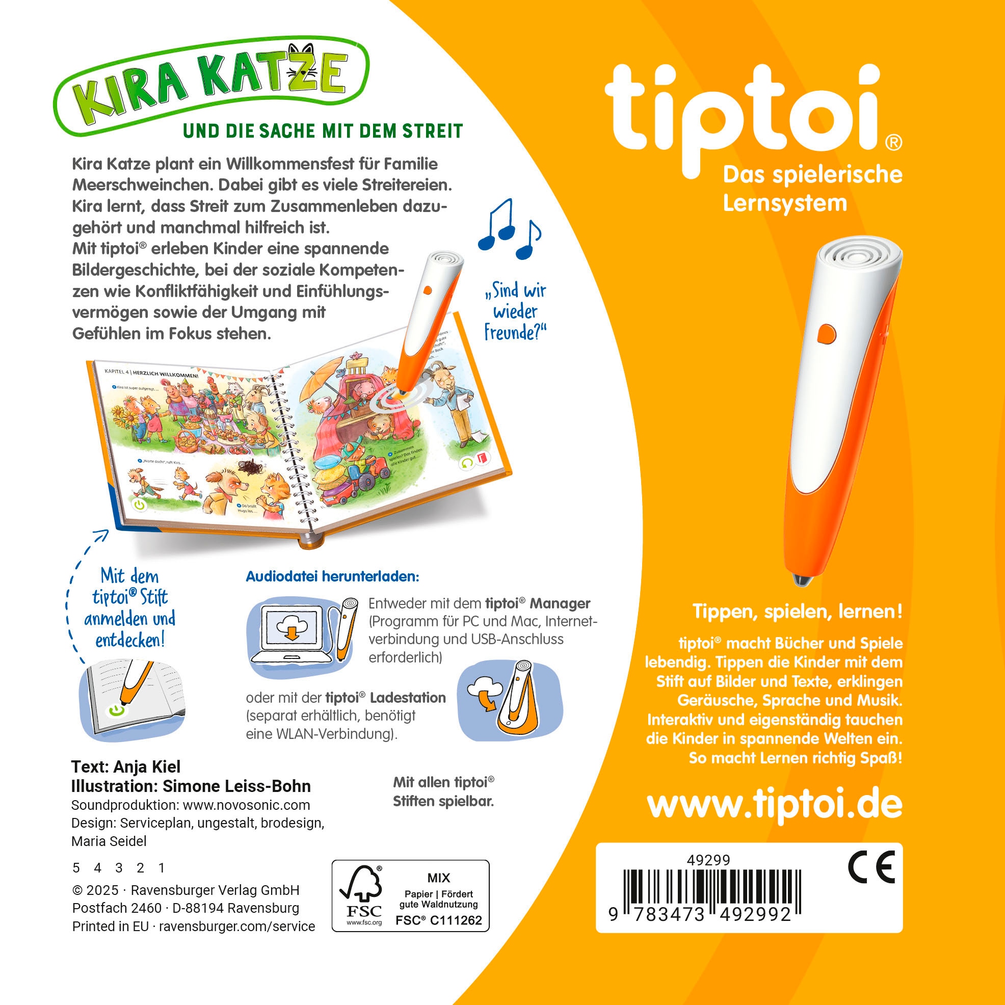 Ravensburger Buch »tiptoi® Bildergeschichten über den Umgang mit Gefühlen«, - Kira Katze und die Sache mit dem Streit; Made in Europe