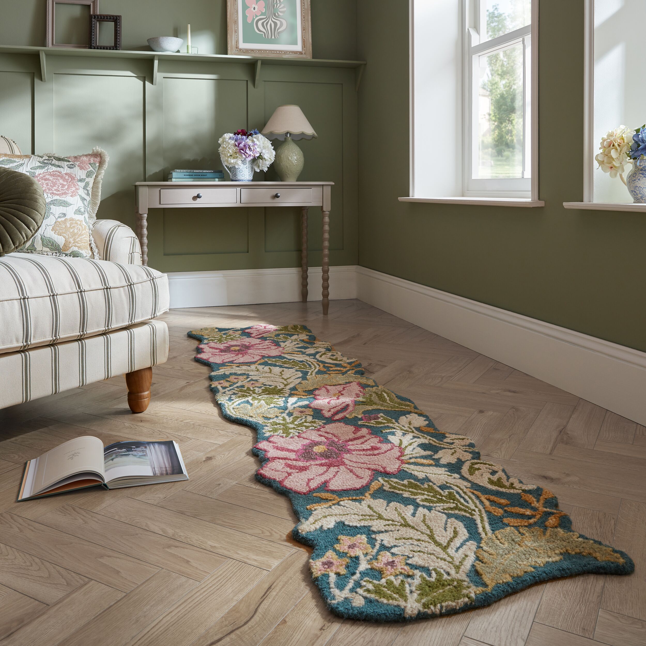 FLAIR RUGS Wollteppich "Daphne Floral, 100% Wolle auch als Läufer" rechteckig 10 mm Höhe organischen Blumenmotive, Wohnzimmer, Schlafzimmer, Esszimmer