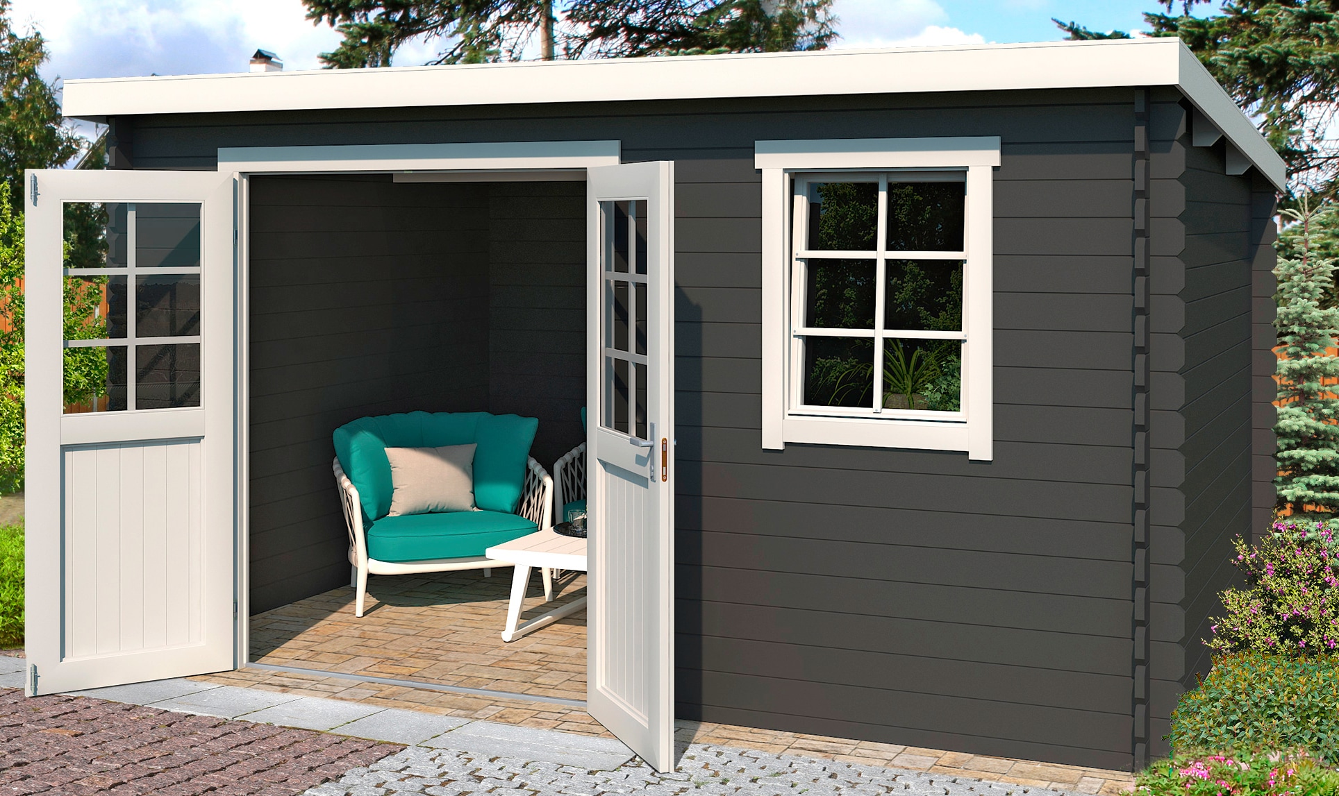 LASITA MAJA Gartenhaus "Amira 230" Blockbohlenhaus 28mm