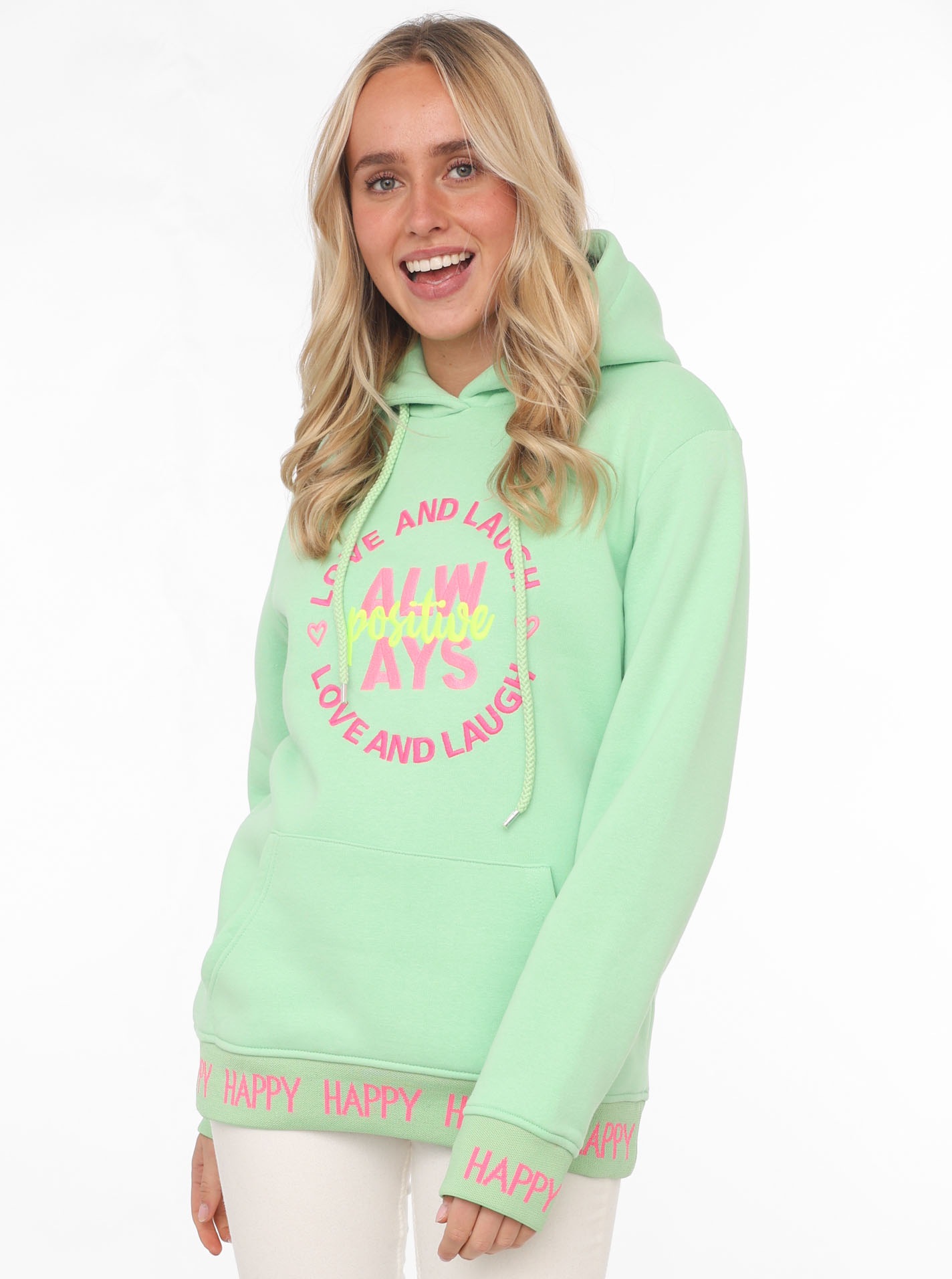 Zwillingsherz Hoodie ""Always Positive"", Kapuze, Stickerei, Fronttasche, B günstig online kaufen