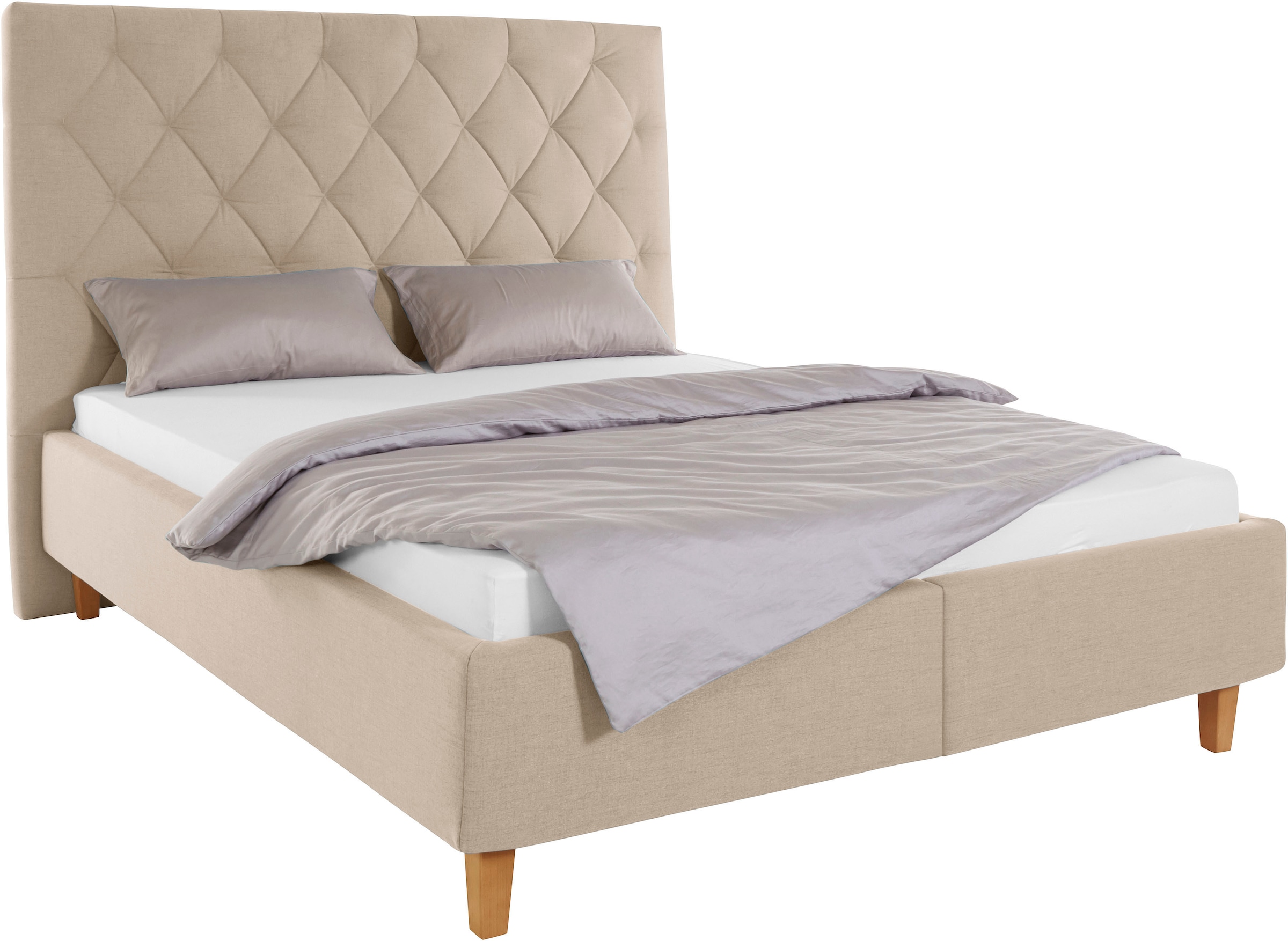 Home affaire Polsterbett »Sunley 140«, Kreuzsteppung, Kopfteilhöhe 142 cm, ohne oder mit Matratze/Lattenrost