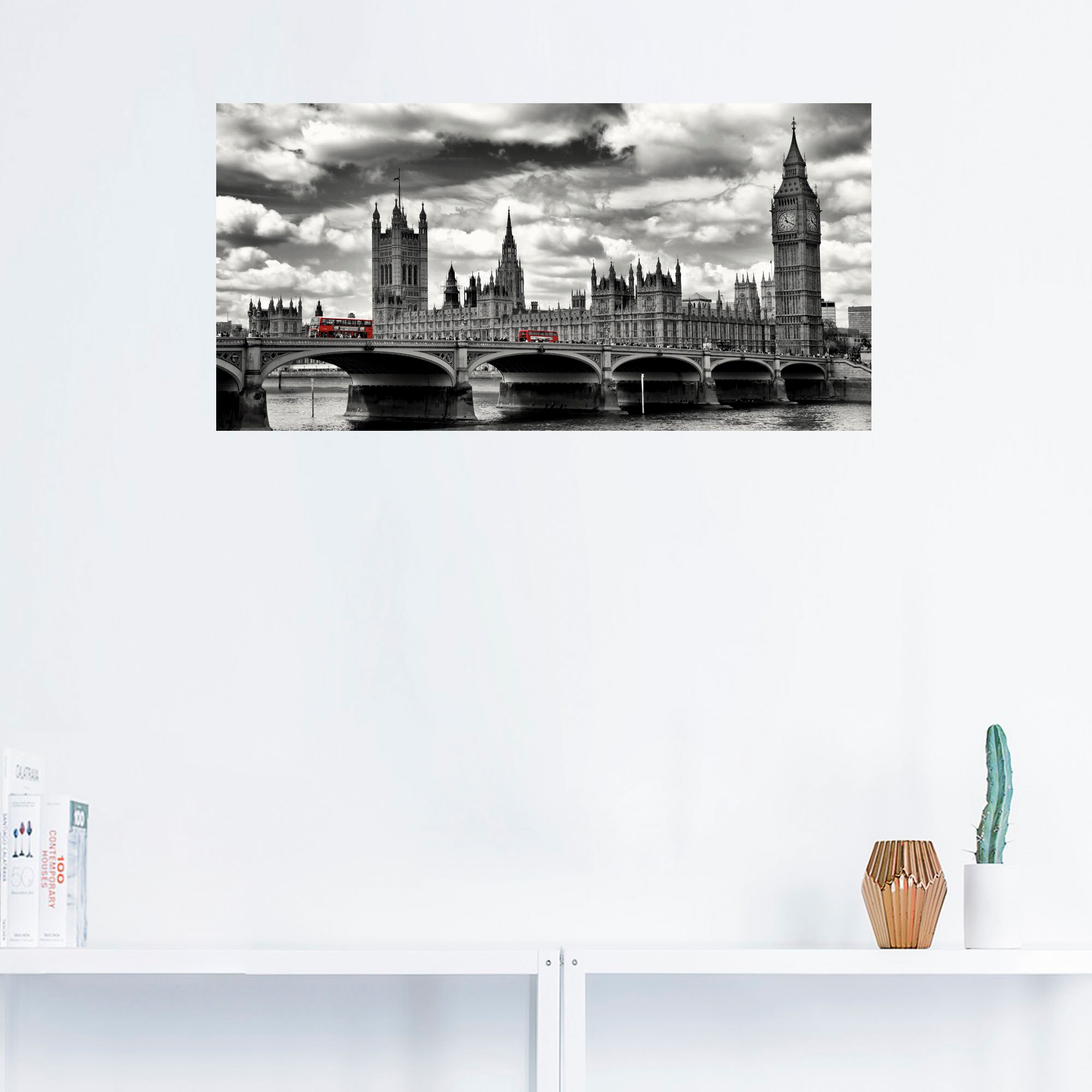 Artland Wandbild »London Westminster Bridge & Red Buses«, Großbritannien, (1 St.), als Leinwandbild, Poster, Wandaufkleber in verschied. Größen