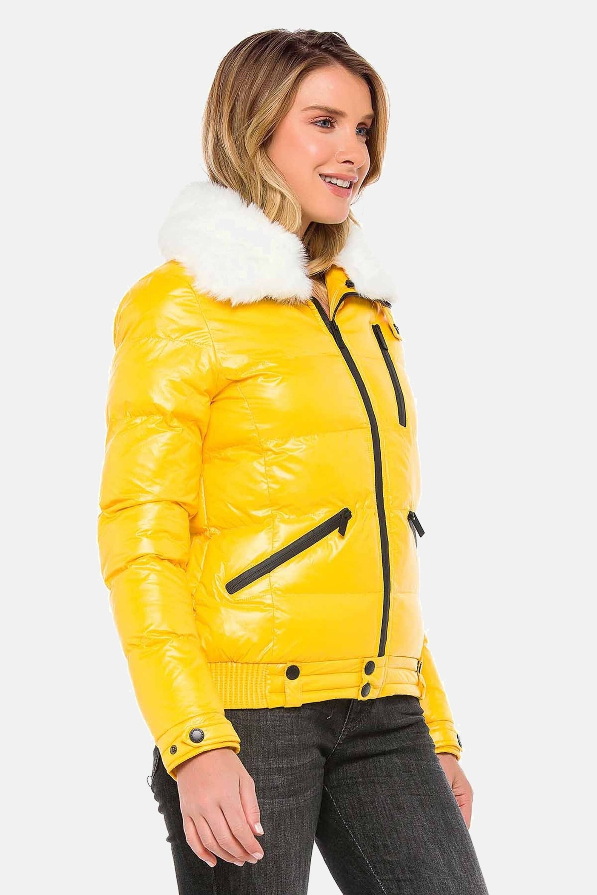 Cipo & Baxx Winterjacke »Winterjacke mit Kunstfellkragen«, ohne Kapuze, mit Kunstfellkragen, WM108