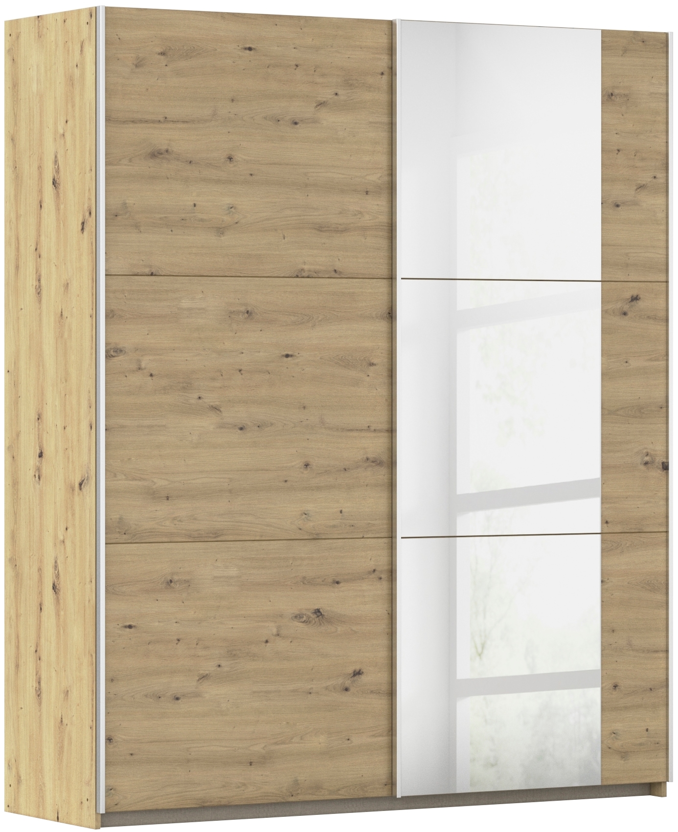 rauch Schwebetürenschrank "Kleiderschrank Drehtürenschrank Schrank Garderobe KRONACH" in 3 Ausstattungen BASIC/CLASSIC/PREMIUM, Breiten 131/175/218/261 cm, optional ohne, mit 1 oder 2 Spiegel, viel Stauraum MADE IN GERMANY