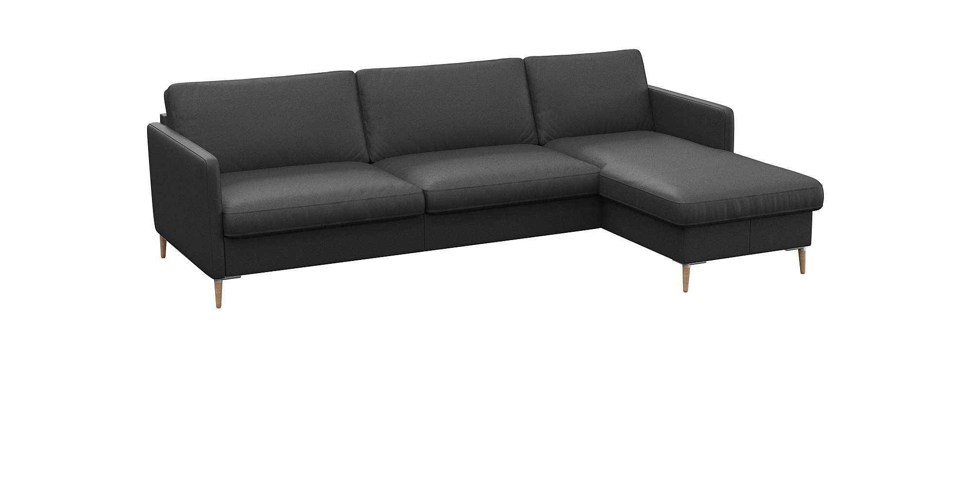 FLEXLUX Ecksofa »Fiore, super Sitzkomfort durch Kaltschaum im Sitz, L-Form«, schmale Armlehnen, Füße Alu+ Eiche