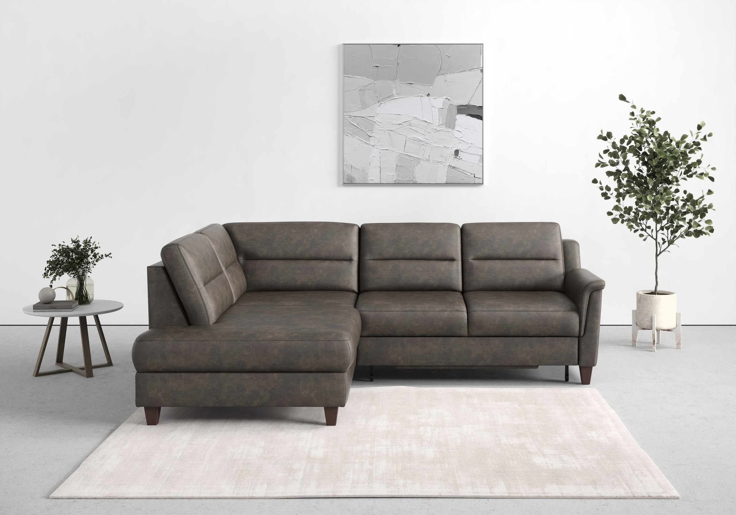 sit&more Ecksofa »Farö L-Form«, inklusive Federkern, wahlweise mit Bettfunktion und Bettkasten