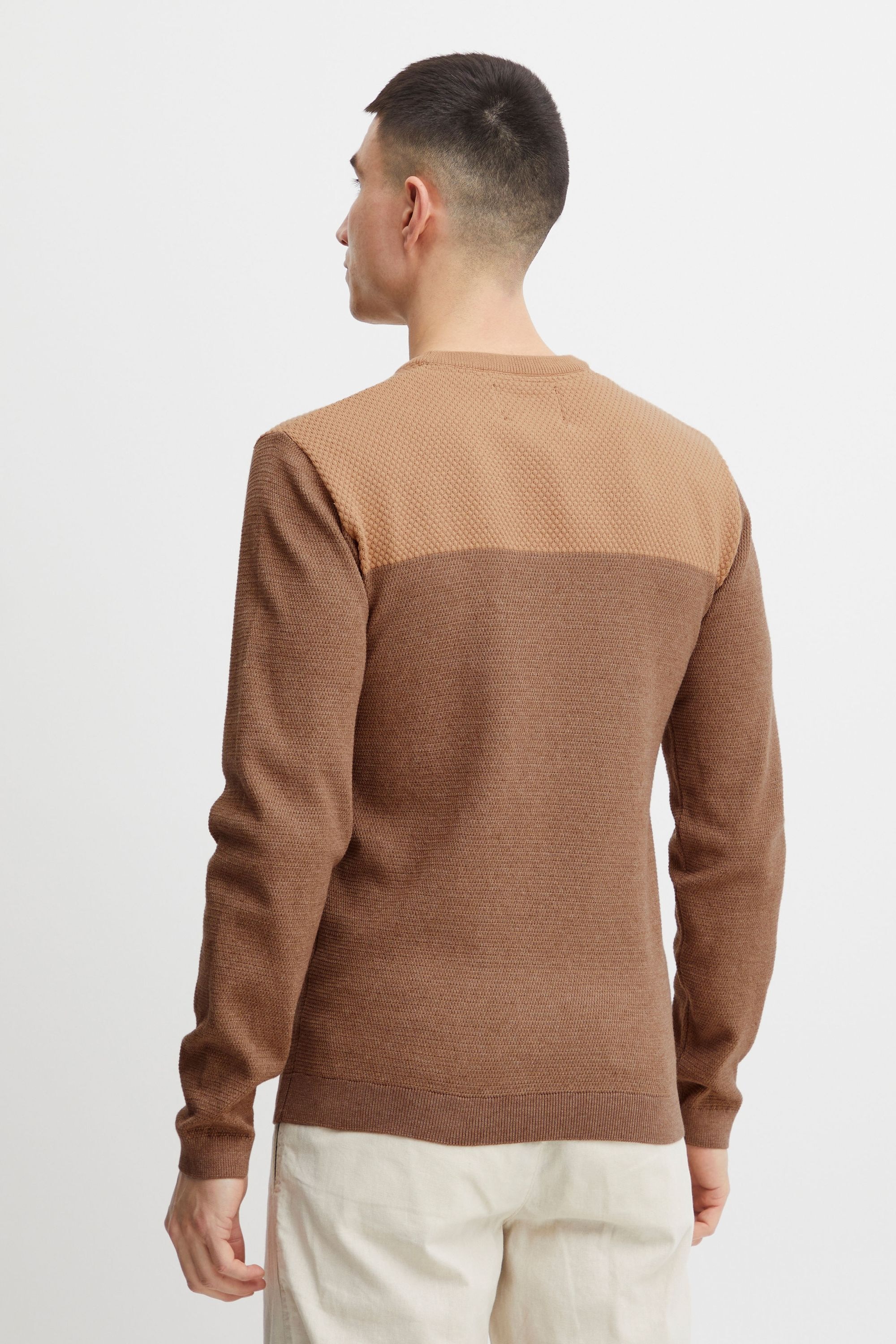 Strickfleece-Pullover INDICODE "Strickpullover IDLabel", Herren, Gr. XXL, beige (cornstalk), Obermaterial: 80% Baumwolle CO. 20% Polyamid PA., Pullover 3