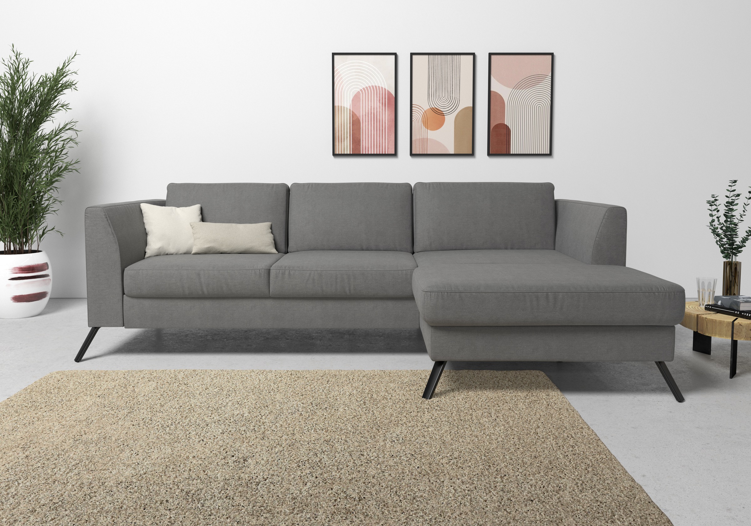 Thumbnail - sit&more Ecksofa "Olsen L-Form" inklusive Sitztiefenverstellung, wahlweise mit Bettfunktion, 15cm hoch