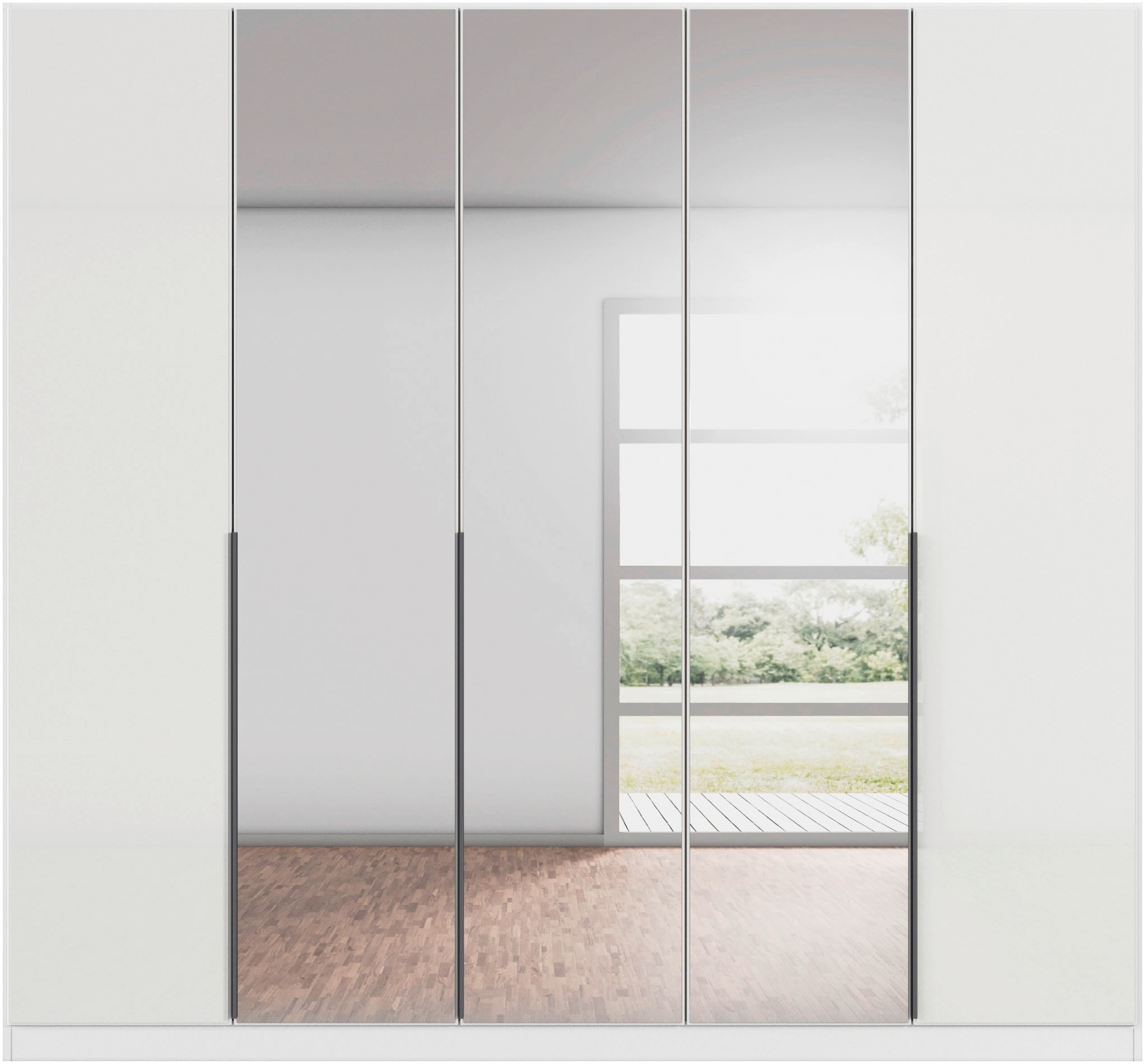 rauch Drehtürenschrank »Kleiderschrank Kleiderschränke Schrank Garderobe AGORDO mit Glasfront«, (in zwei Griff-Farben), durchdachte Innenausstattung, in 6 Breiten und 2 Höhen MADE IN GERMANY
