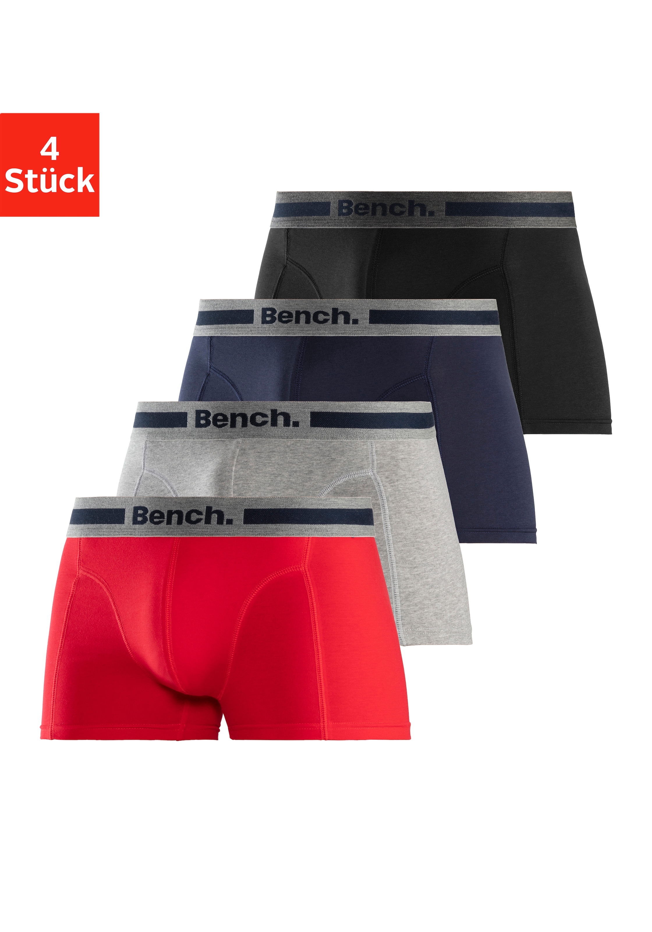 Bench. Boxer "Boxershorts für Herren" Packung, 4 Stk. Unterhosen mit Overlock-Nähten vorn