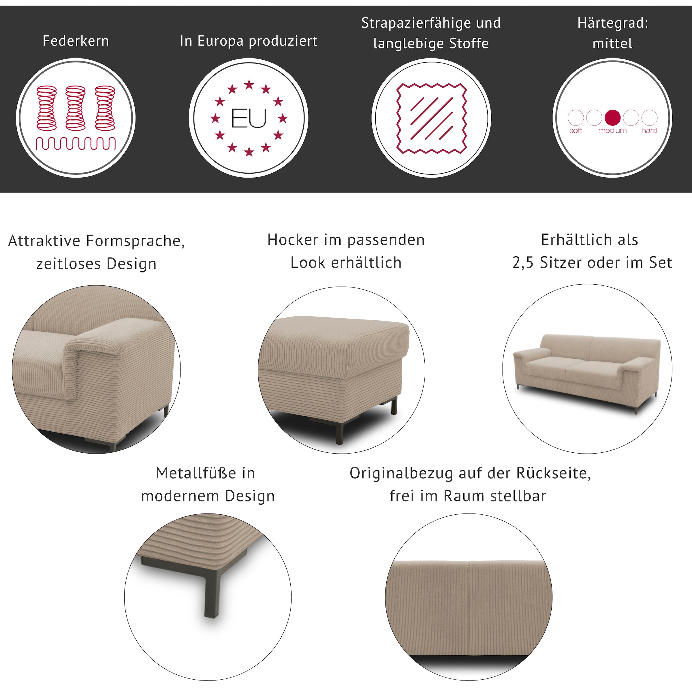 INOSIGN 1,5-Sitzer "Jamie, Sofa mit kompakten Stellmaßen für kleine Räume, günstig online kaufen