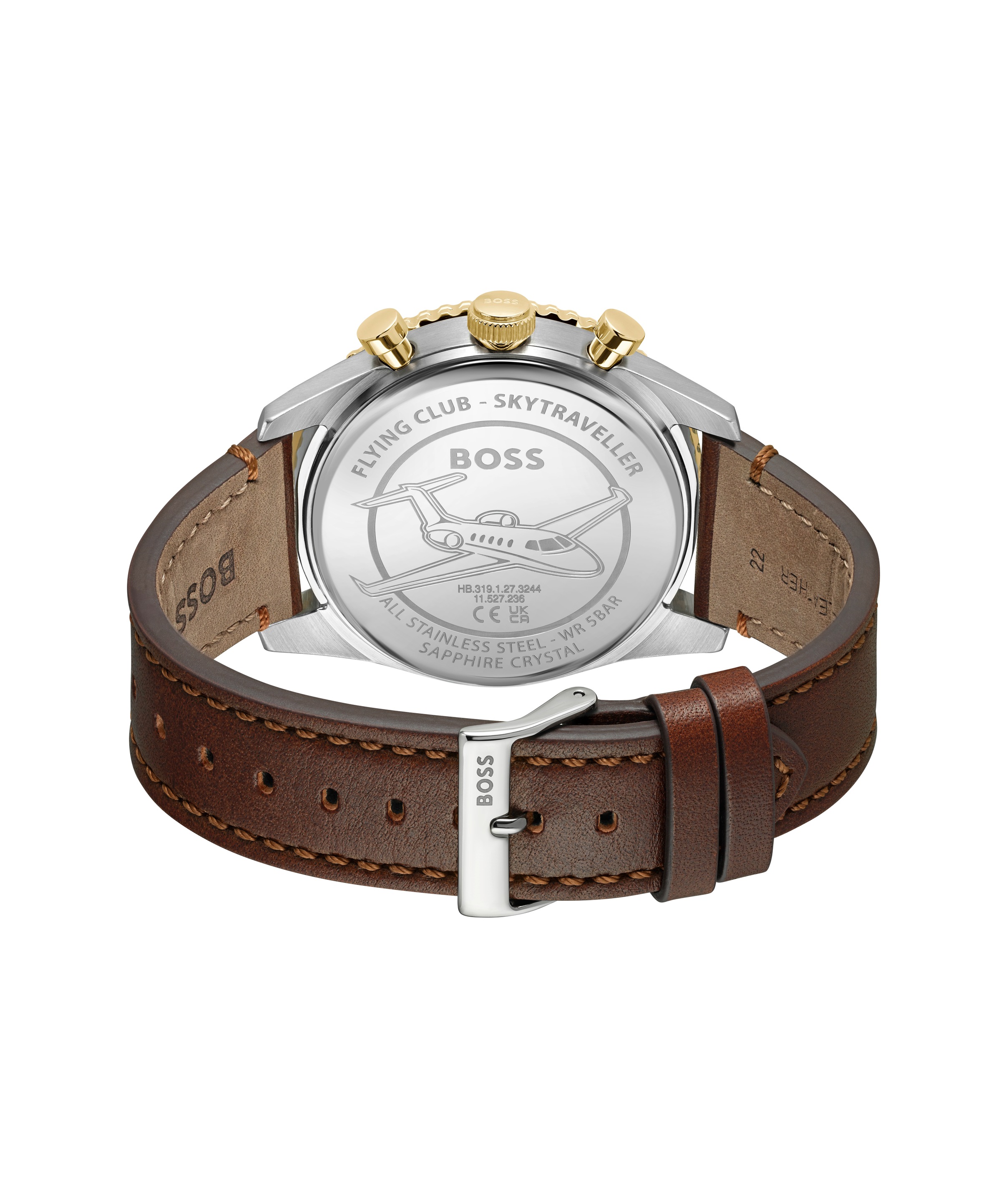 BOSS Chronograph »SKYTRAVELLER« Quarzuhr, Armbanduhr, Herrenuhr, Lederarmband, analog, Tag