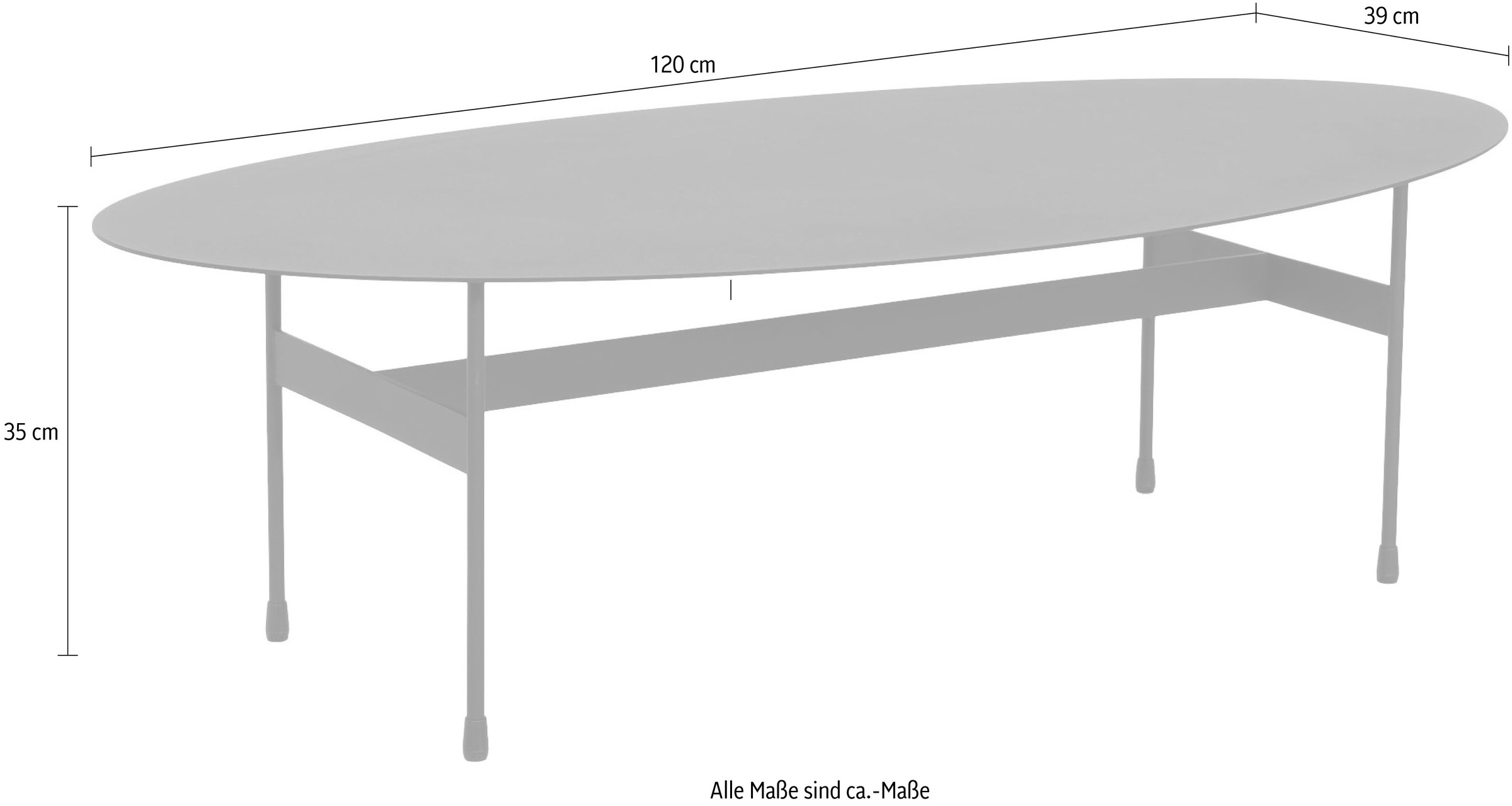 Spinder Design Couchtisch »MIRA OVAL«, Couchtisch aus Stahl