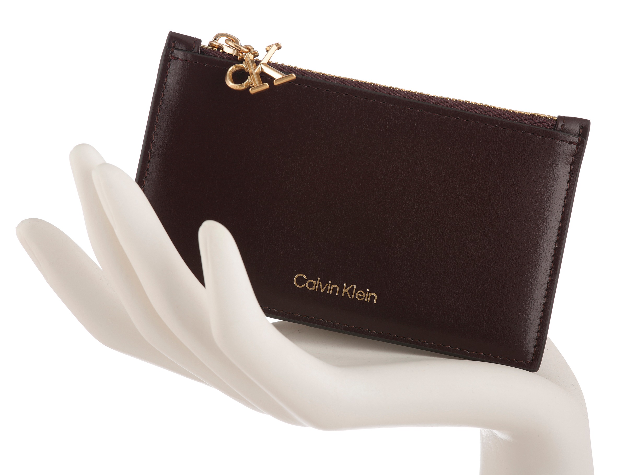 Calvin Klein Kartenetui »CK PULLER 6CC ZIP CARDCASE«, Kreditkartenetui mit CK-Anhänger