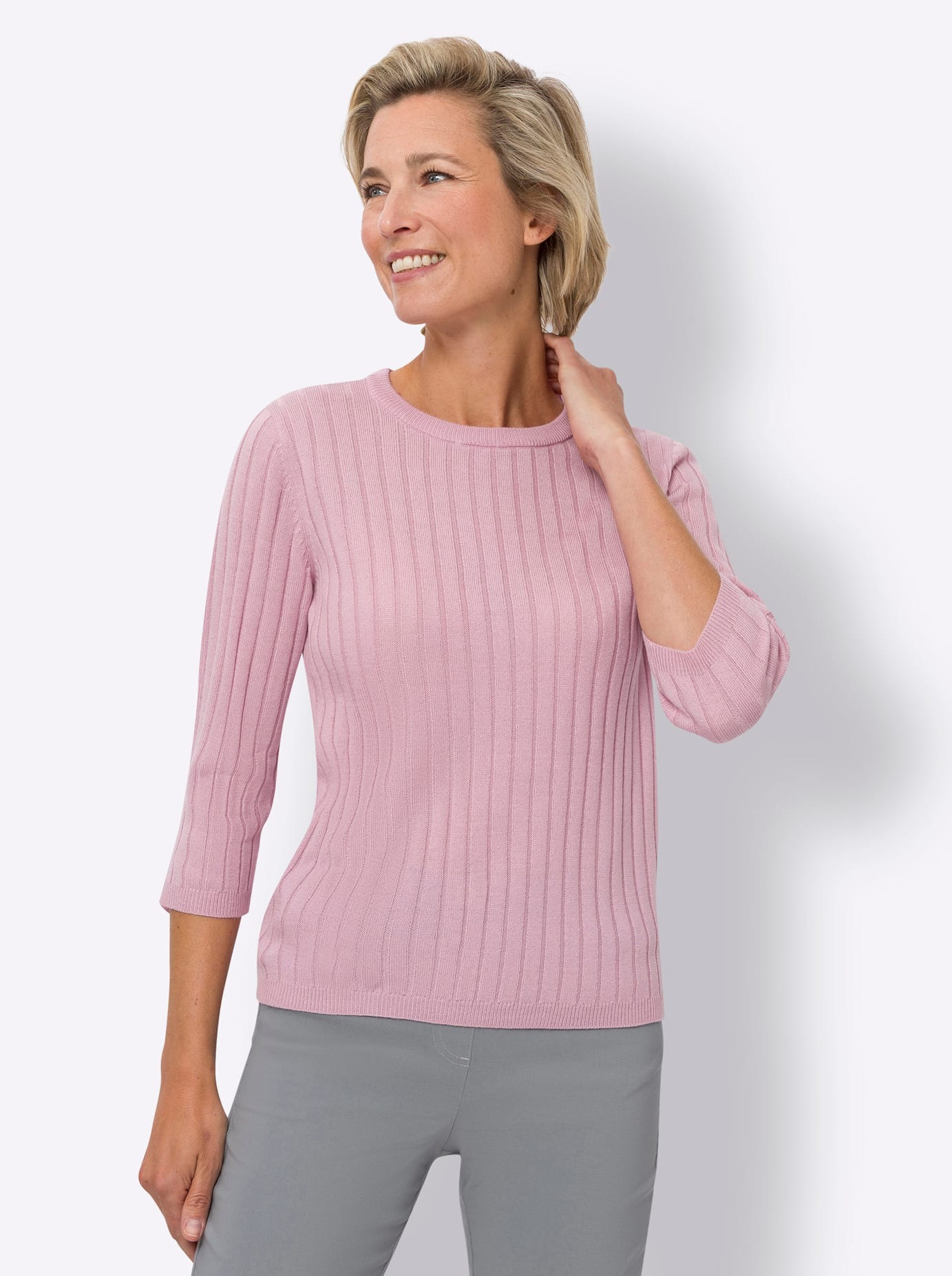 Classic Basics 3/4 Arm-Pullover "Rundhals-Pullover" günstig online kaufen