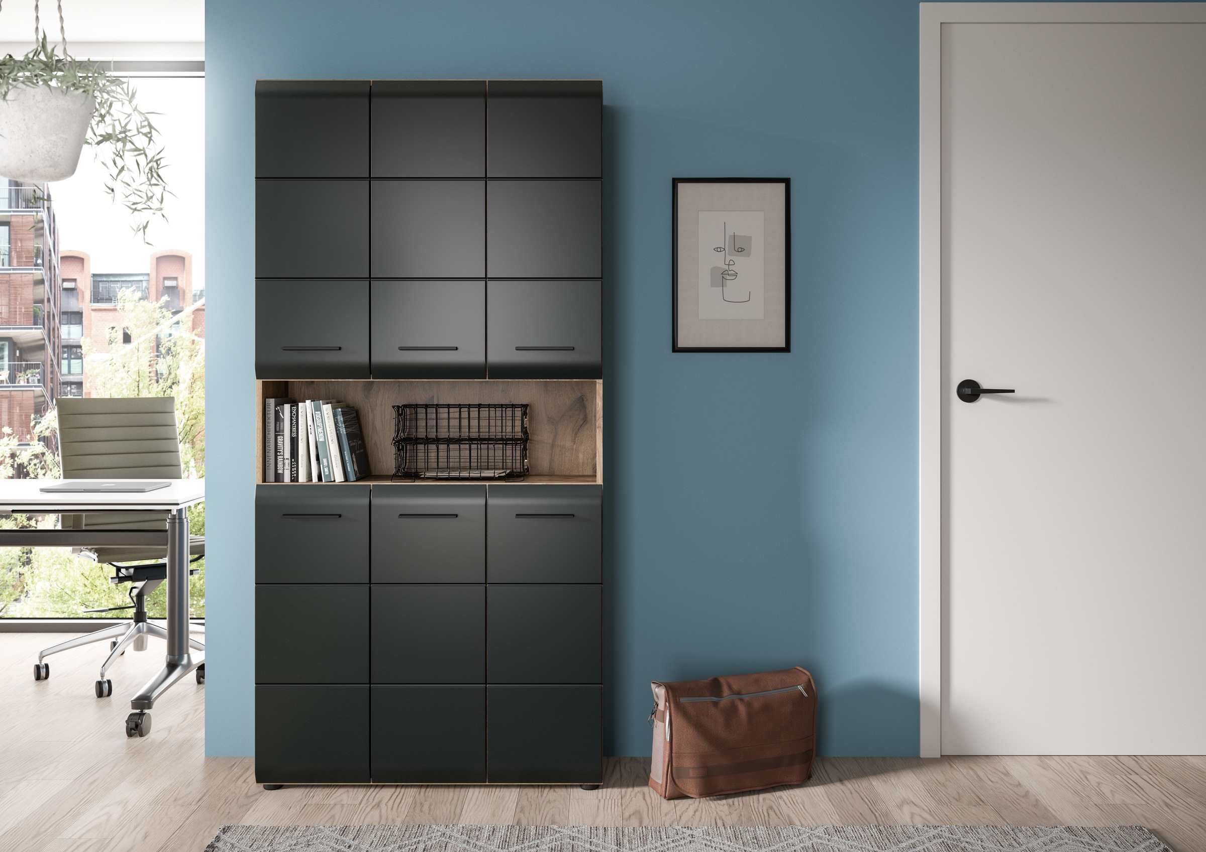 INOSIGN Stauraumschrank 1 Stk. tlg. Florenz, Mehrzweckschrank Nox Oak NB, 9 günstig online kaufen