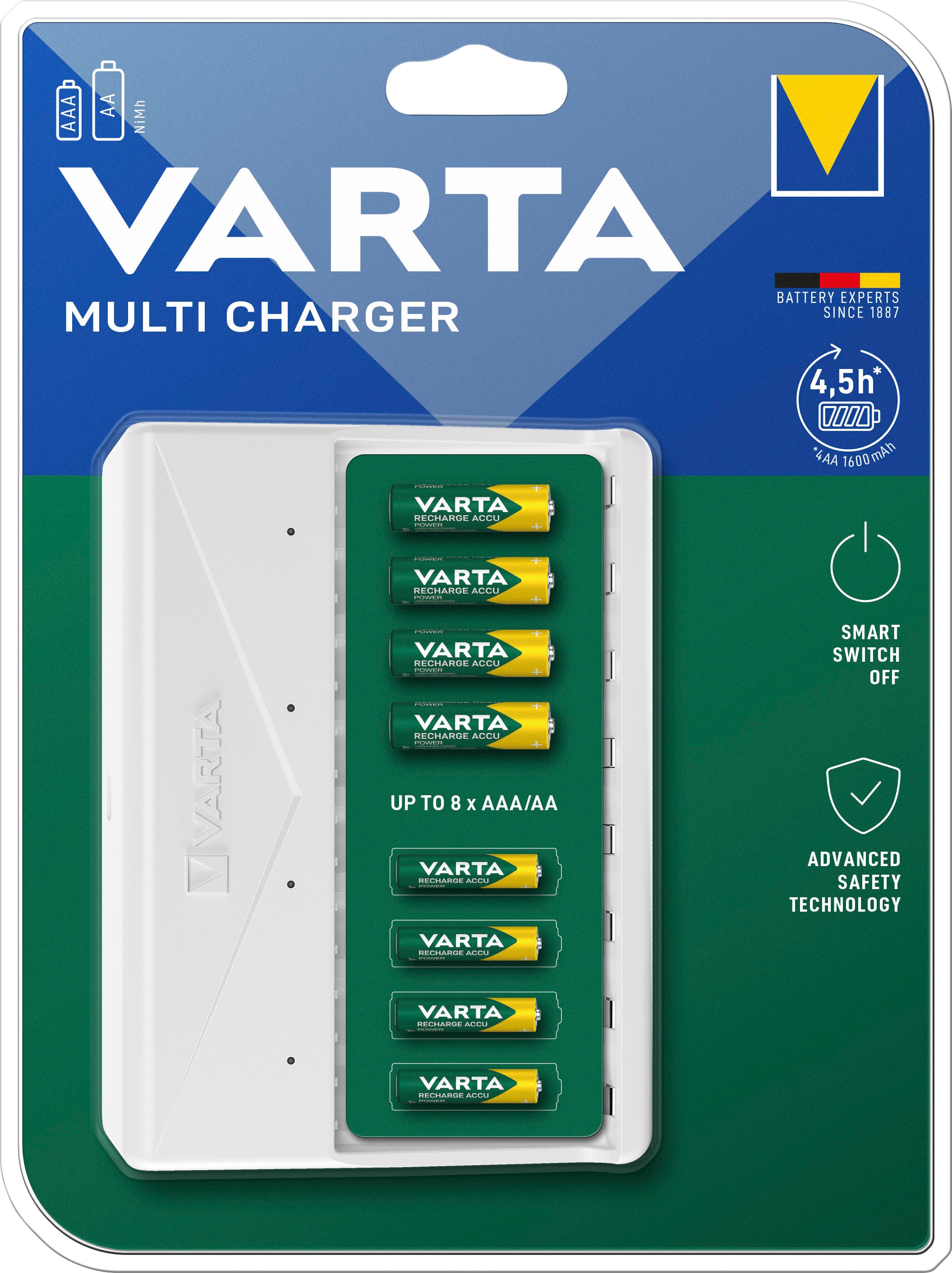 VARTA Batterie-Ladegerät "Multi Charger", B:13,7cm H:10,1cm T:2,6cm, weiß, Ladegeräte